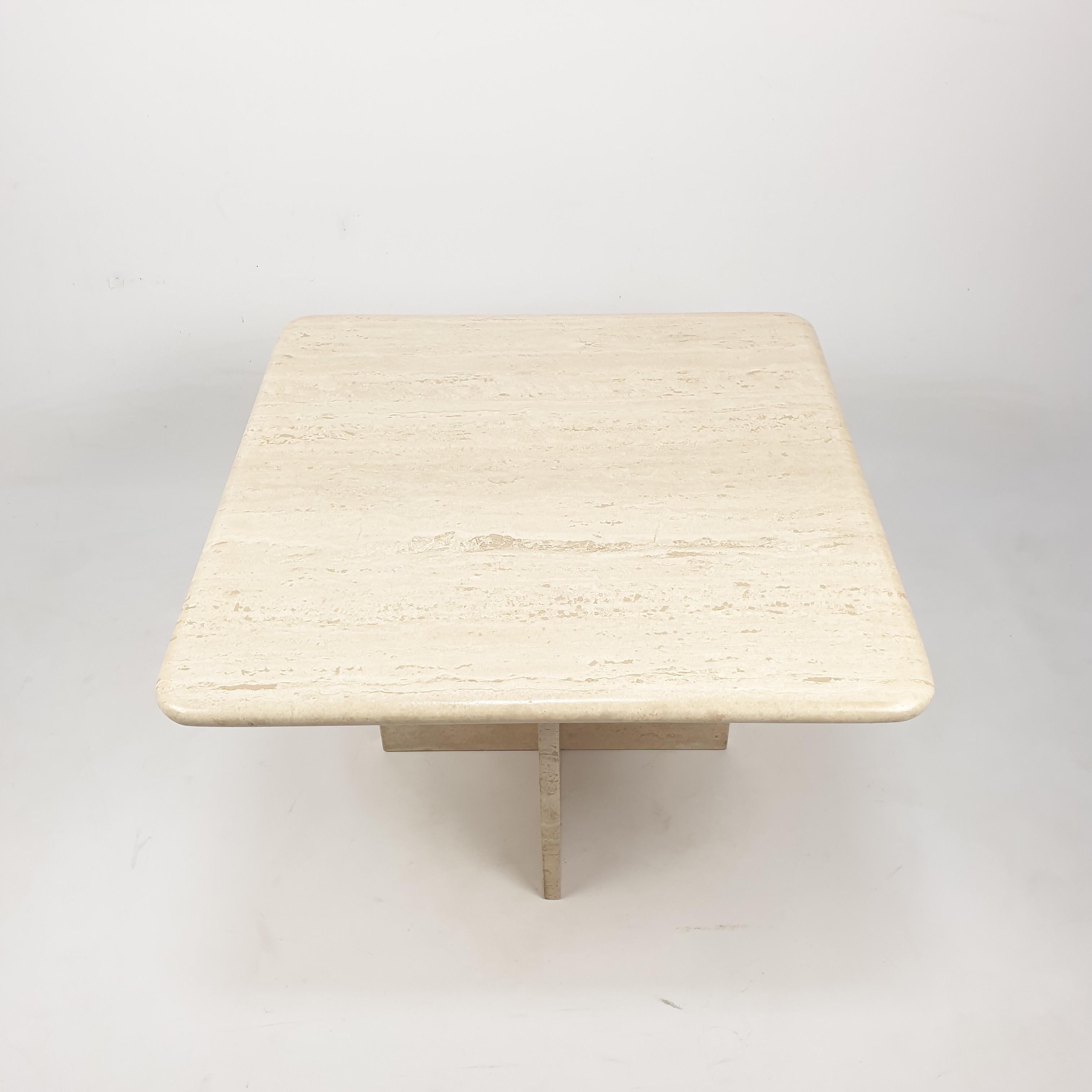 Hand-Crafted Mid-Century Italian Travertine Coffee Table, 1980s