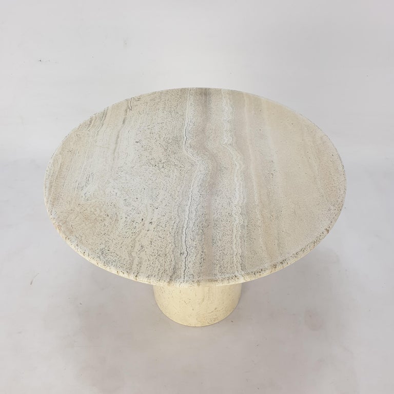 Hand-Crafted Mid-Century Italian Travertine Coffee Table, 1980s For Sale