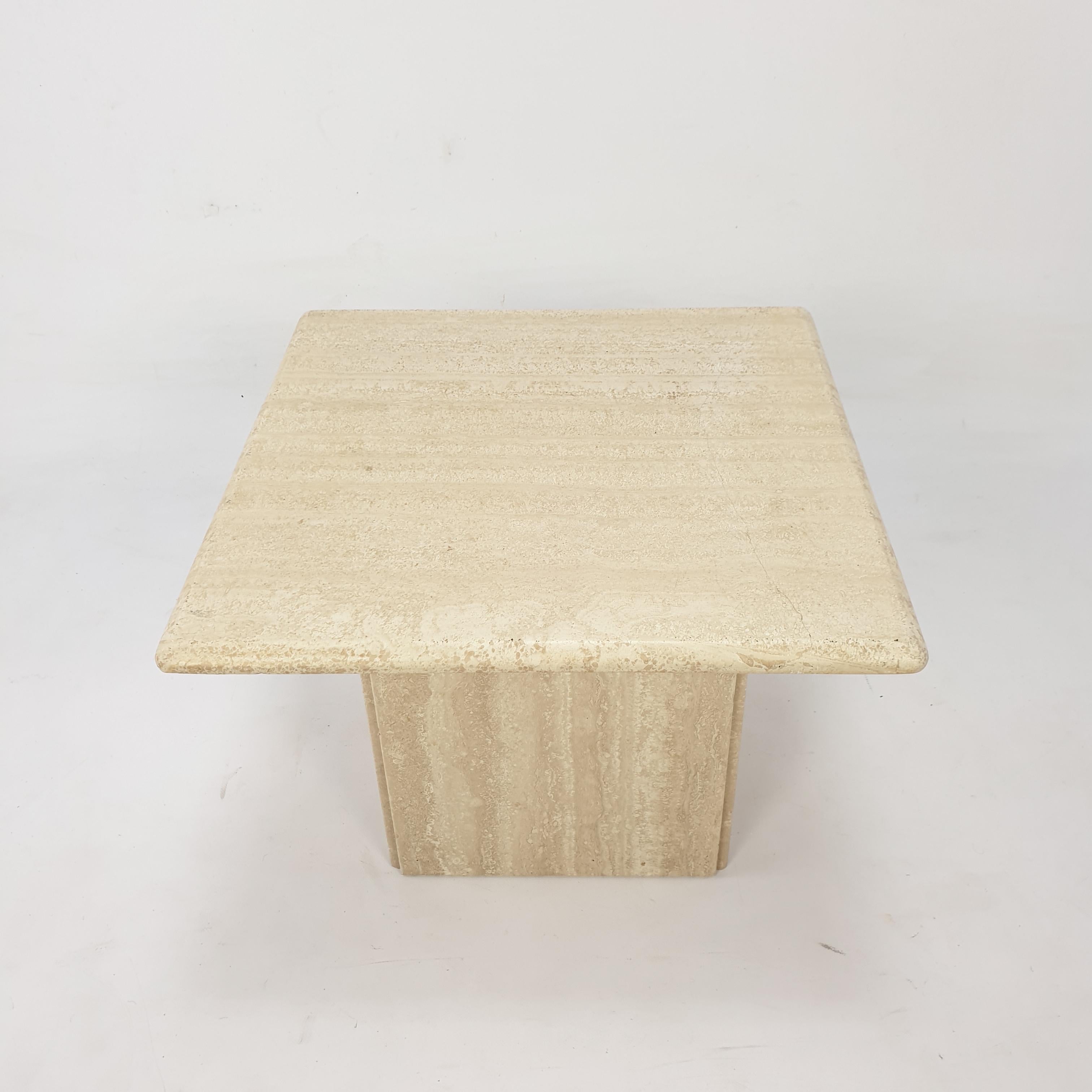 Hand-Crafted Mid-Century Italian Travertine Coffee Table, 1980s