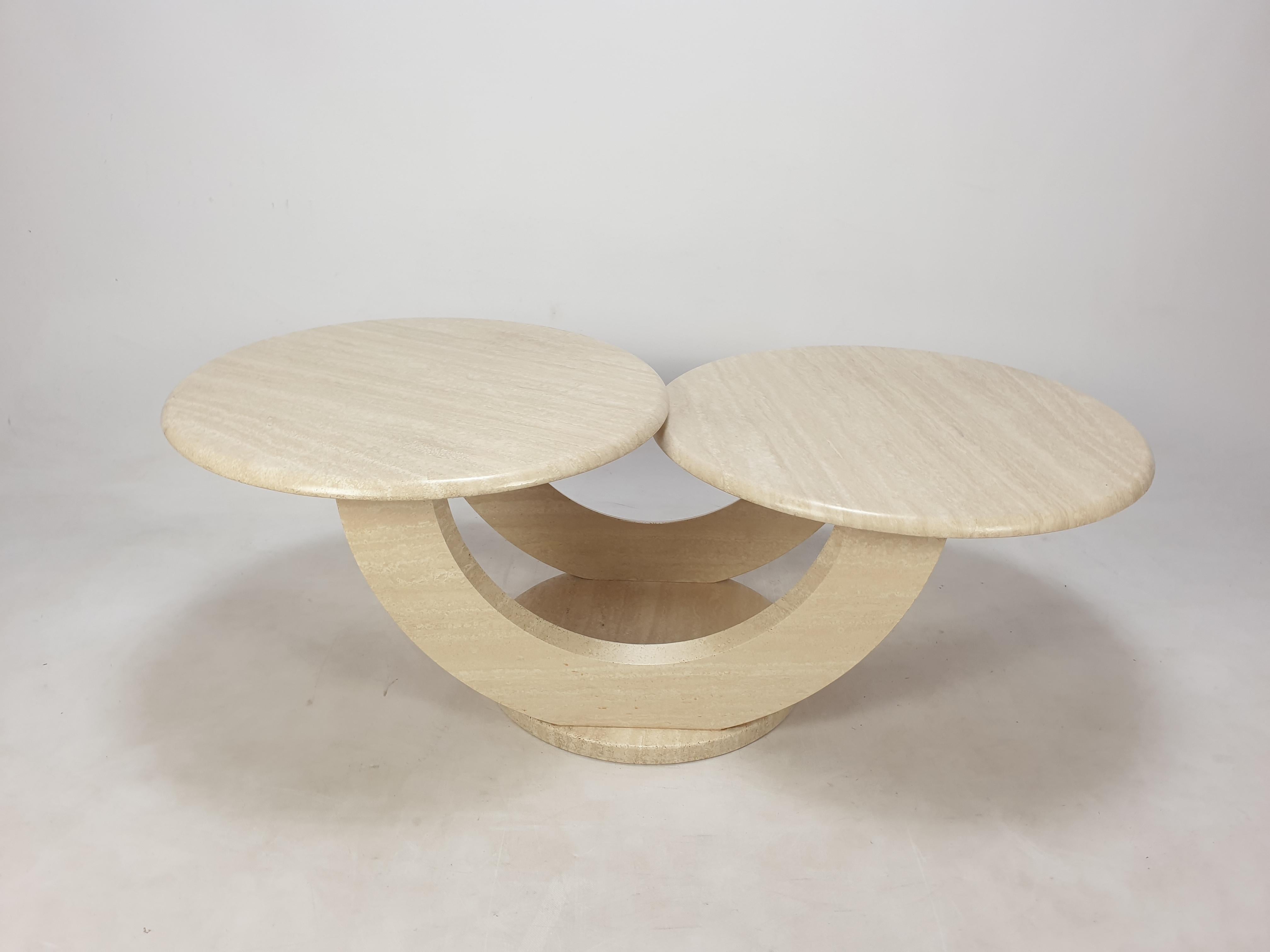 Hand-Crafted Midcentury Italian Travertine Coffee Table, 1980s For Sale