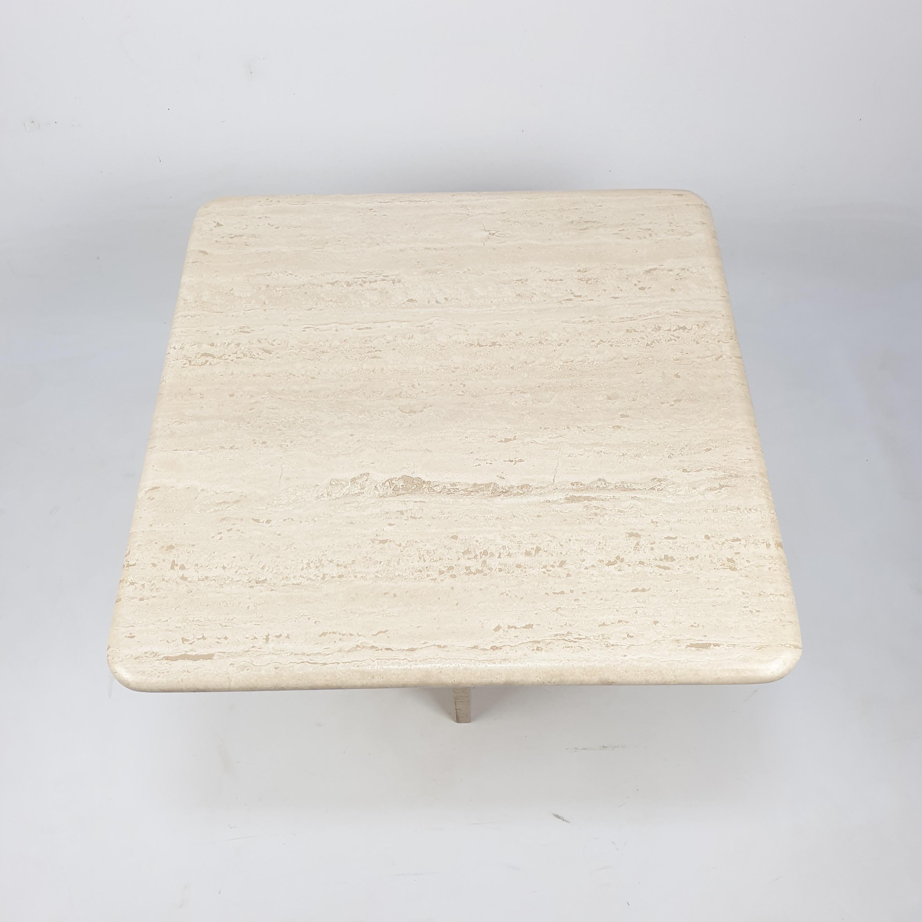 Mid-Century Italian Travertine Coffee Table, 1980s In Good Condition In Oud Beijerland, NL