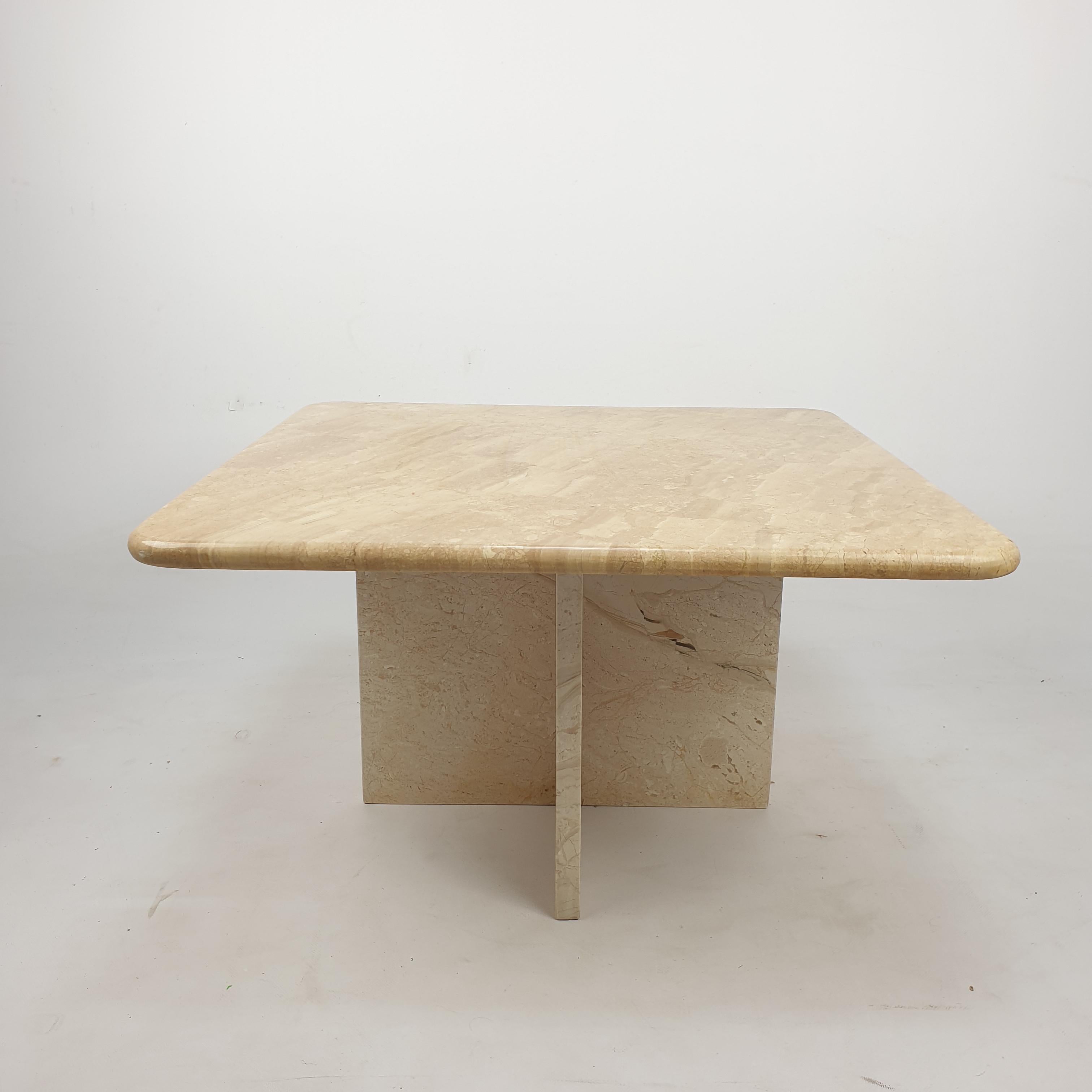 Late 20th Century Mid-Century Italian Travertine Coffee Table, 1980s