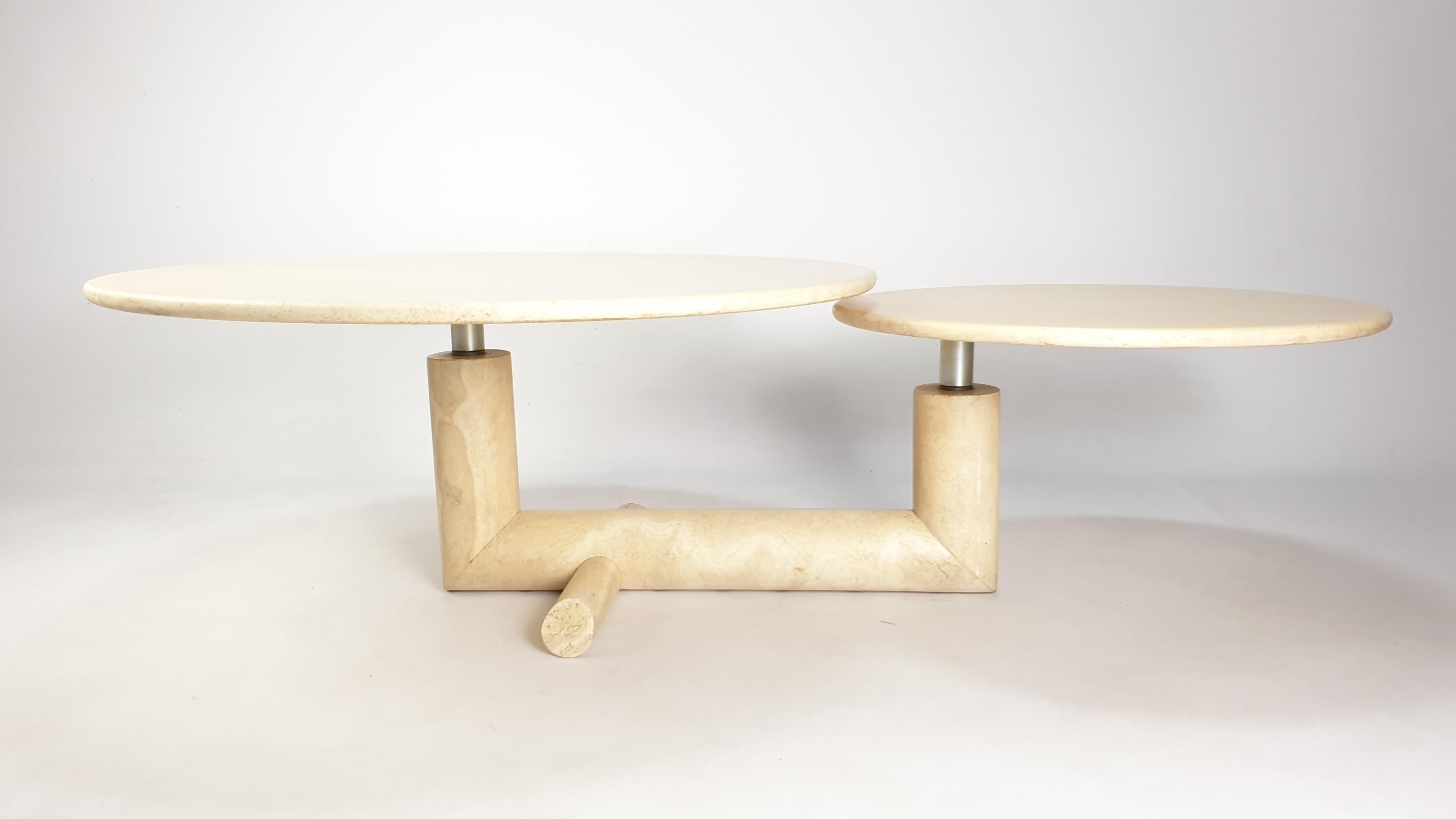 Mid-Century Italian Travertine Coffee Table, 1980s 1