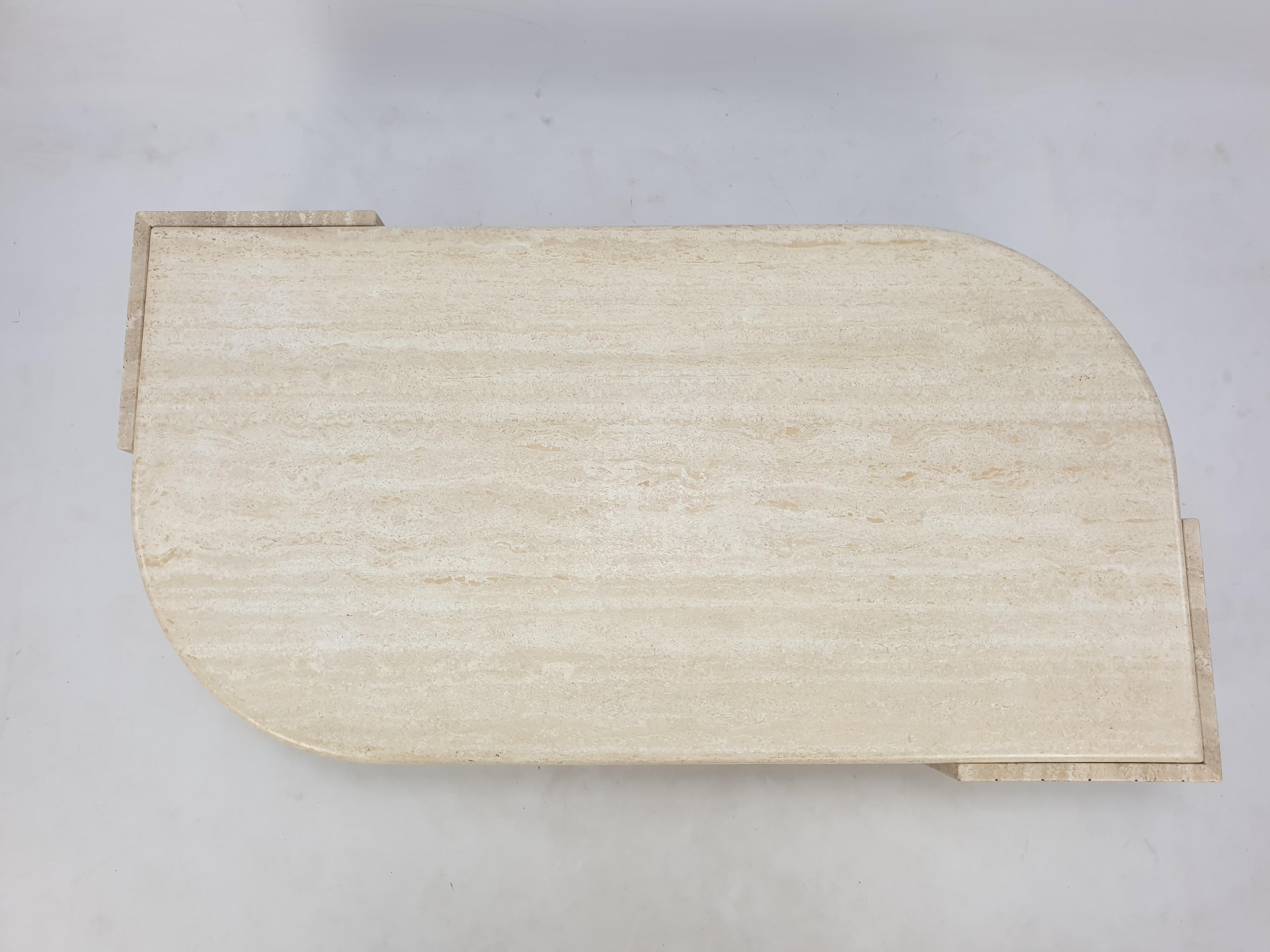 Mid-Century Italian Travertine Coffee Table, 1980s 1