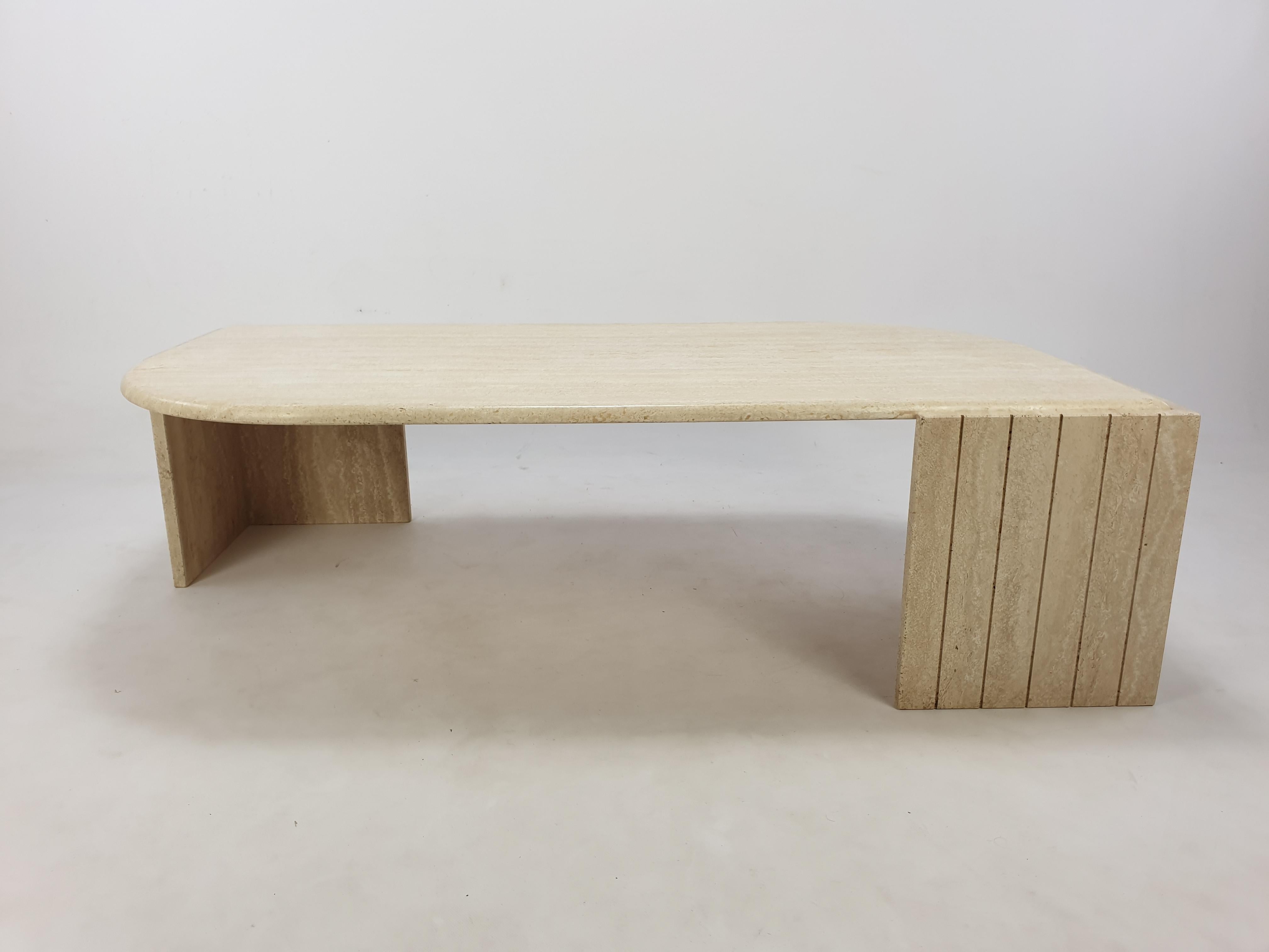 Mid-Century Italian Travertine Coffee Table, 1980s 2