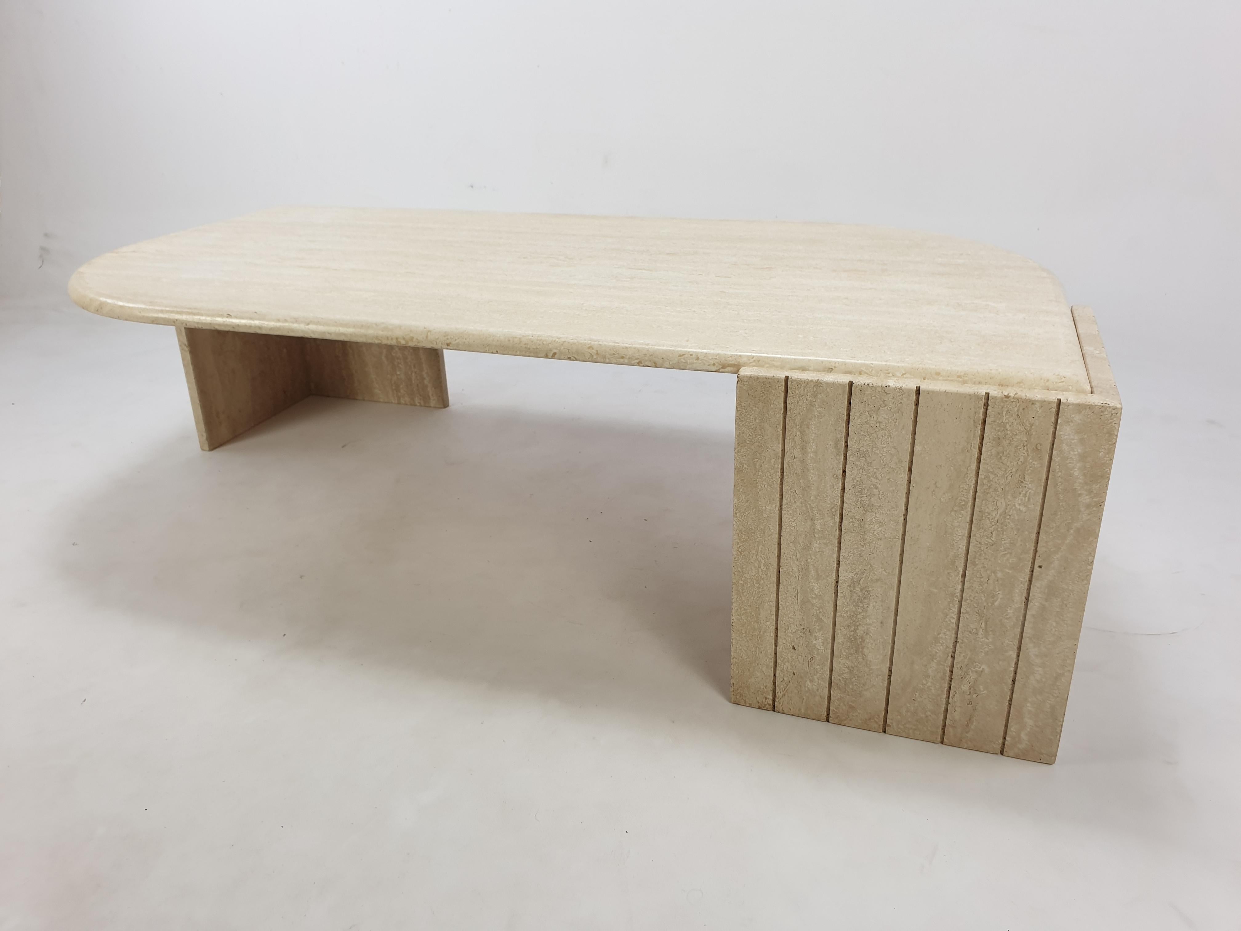 Mid-Century Italian Travertine Coffee Table, 1980s 3