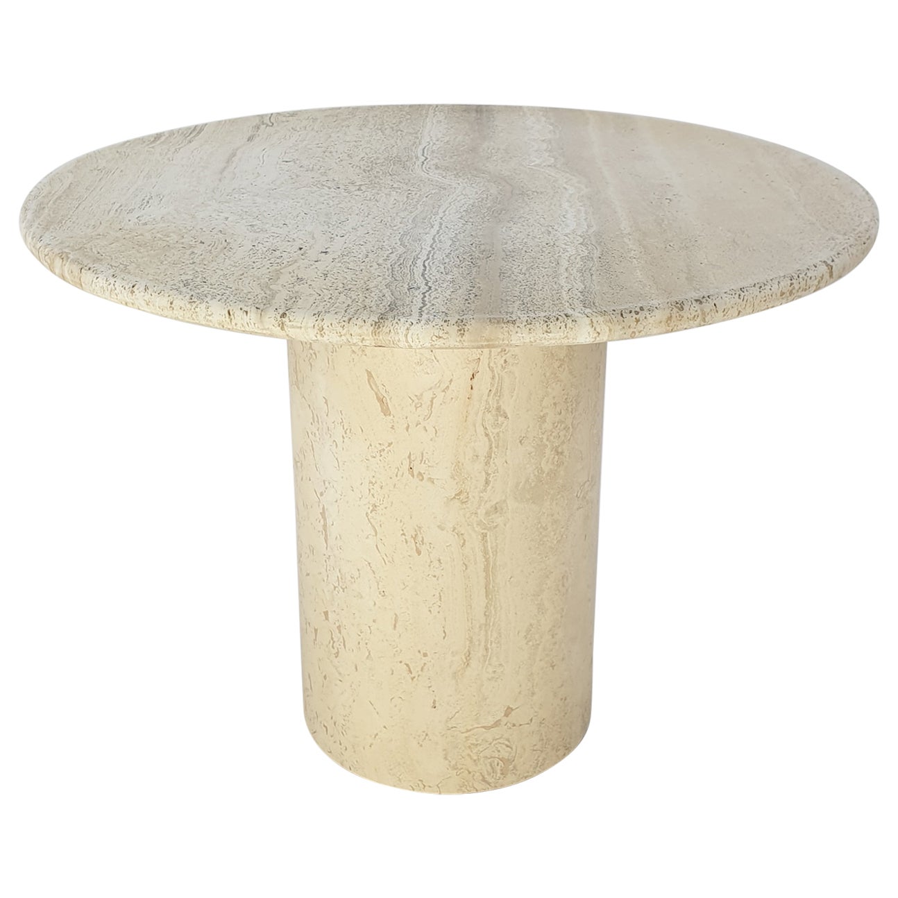 Table basse italienne du milieu du siècle en travertin, années 1980