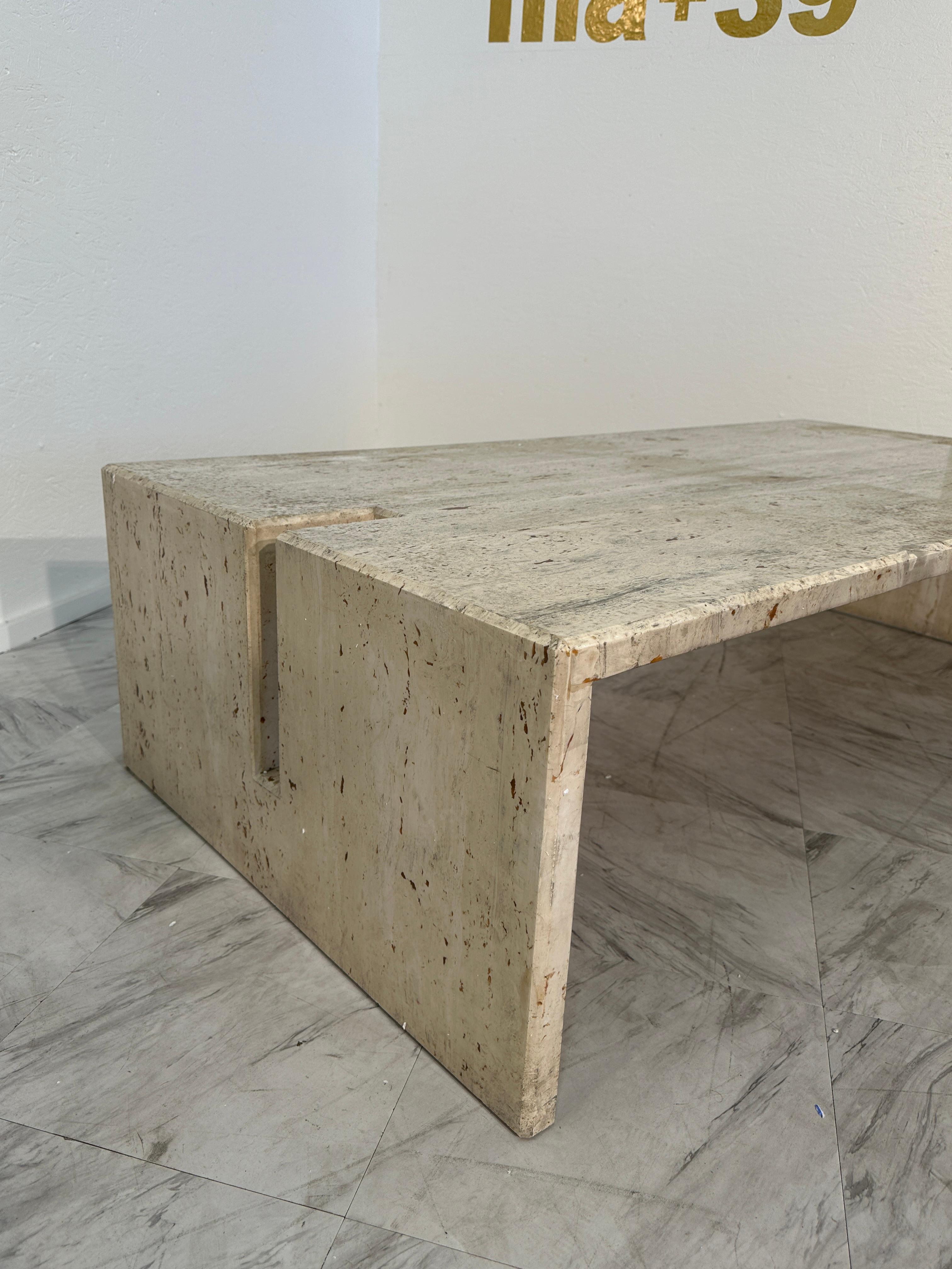 Late 20th Century Mid Century Italian Travertine Coffee Table by Studio A 1970s For Sale
