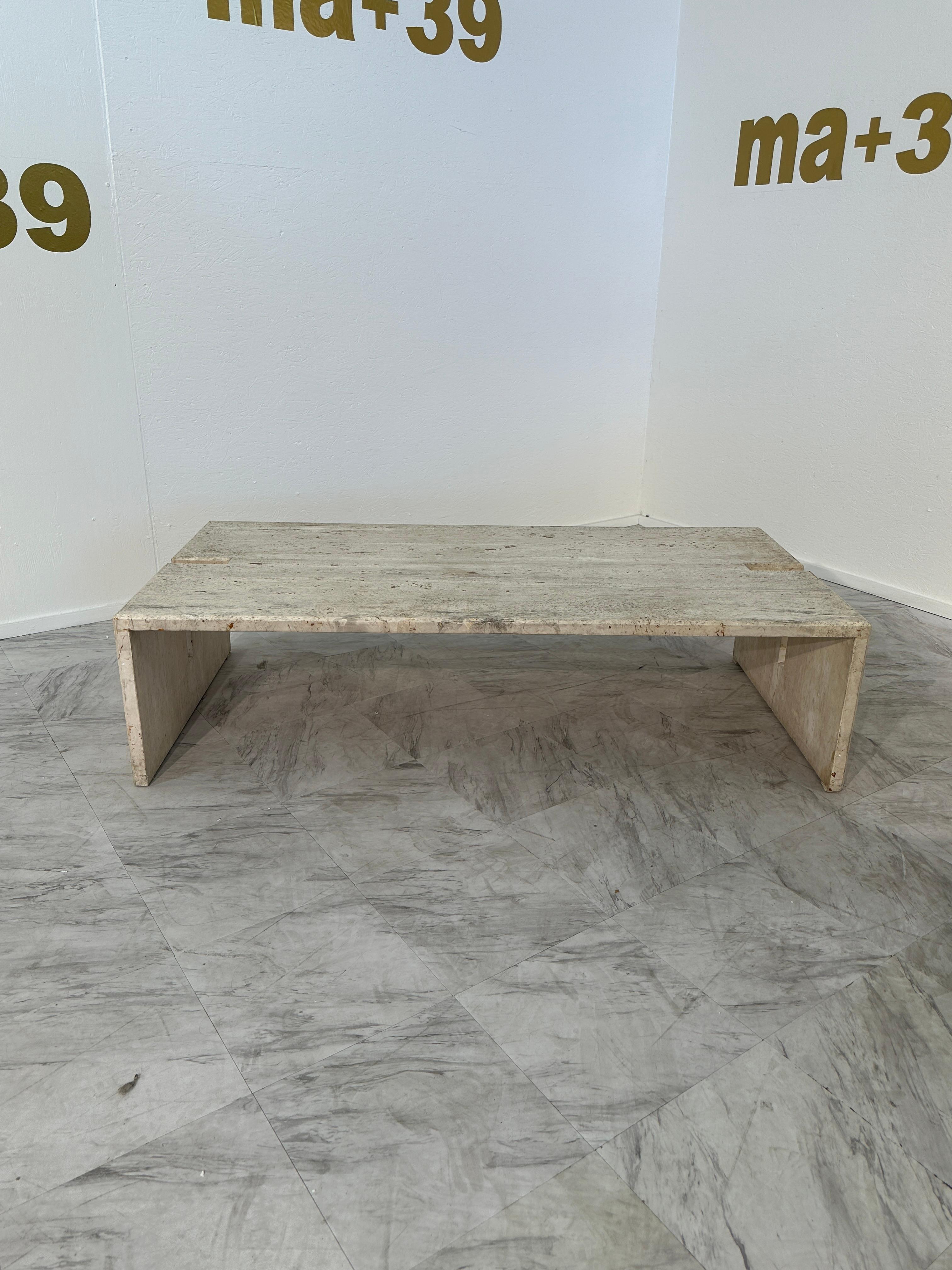 Mid Century Italian Travertine Coffee Table by Studio A 1970s For Sale 1