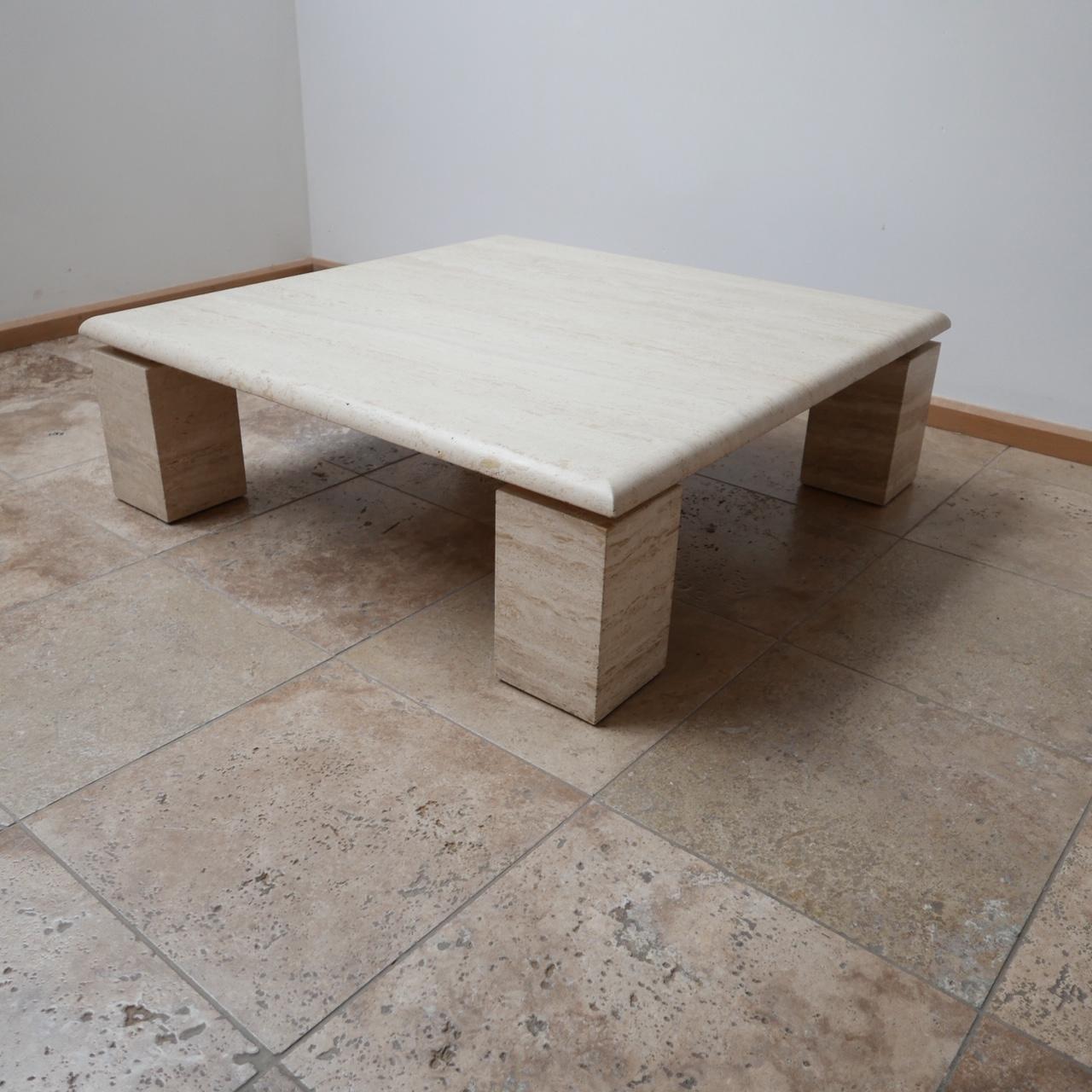 Midcentury Italian Travertine Coffee Table In Excellent Condition In London, GB