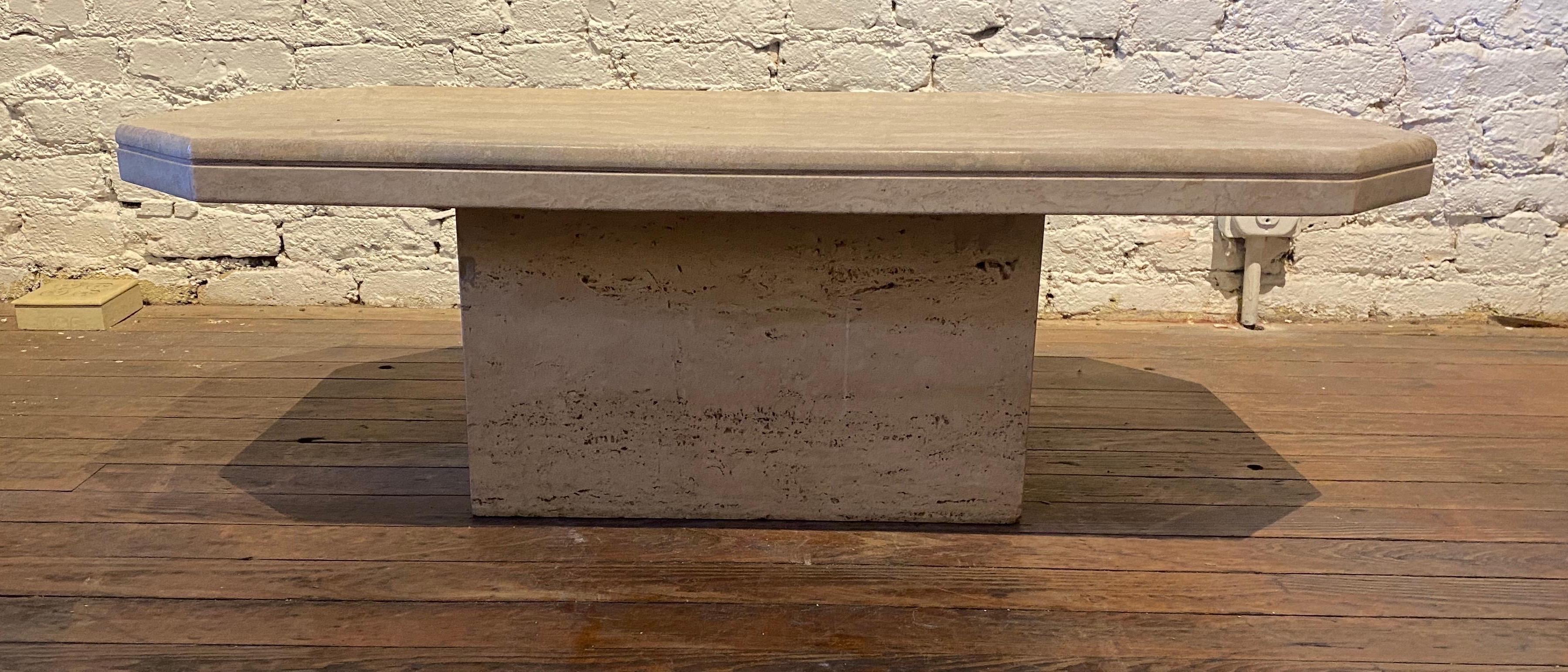 Midcentury Italian Travertine Coffee Table In Good Condition For Sale In Charleston, SC