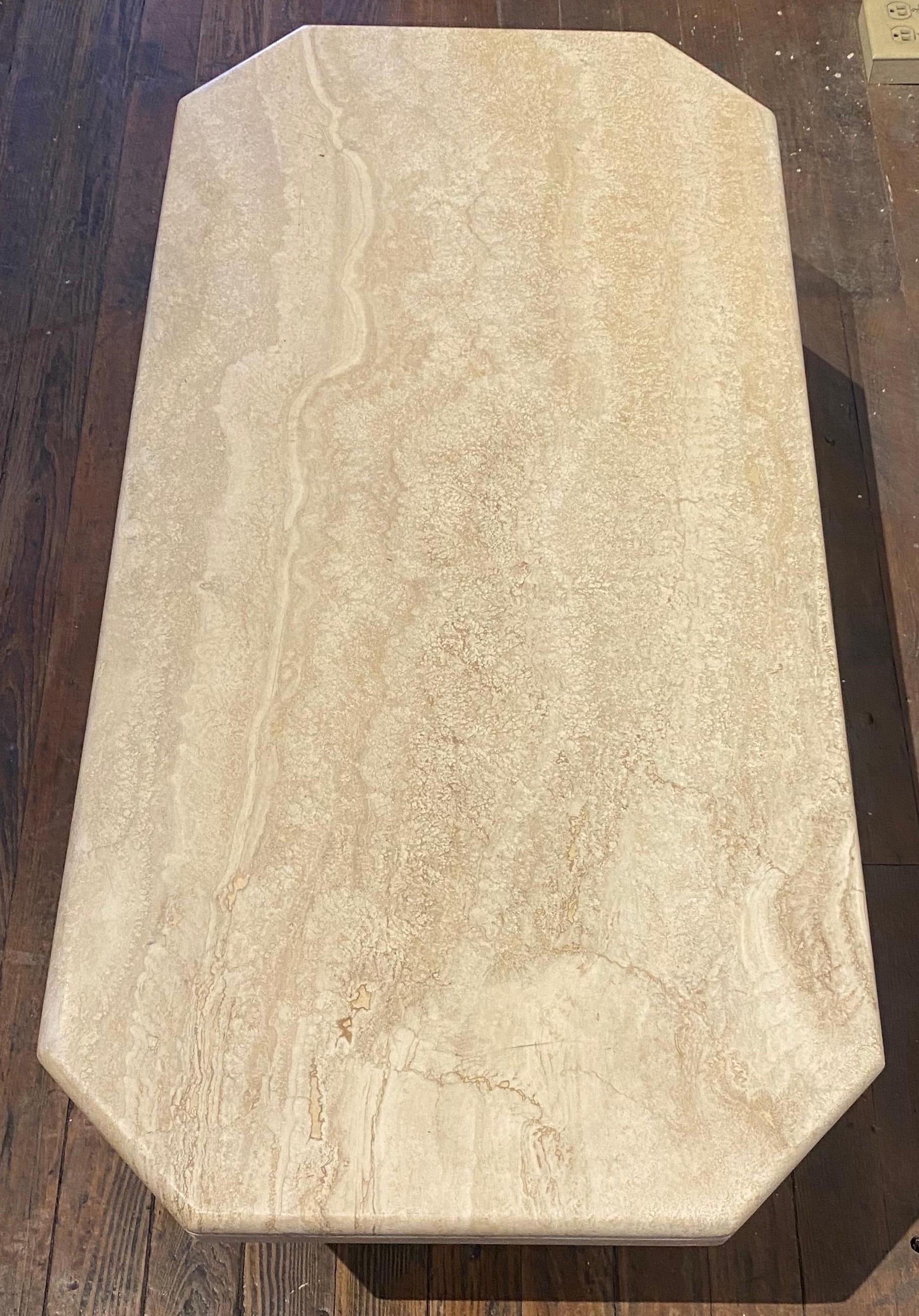 20th Century Midcentury Italian Travertine Coffee Table For Sale