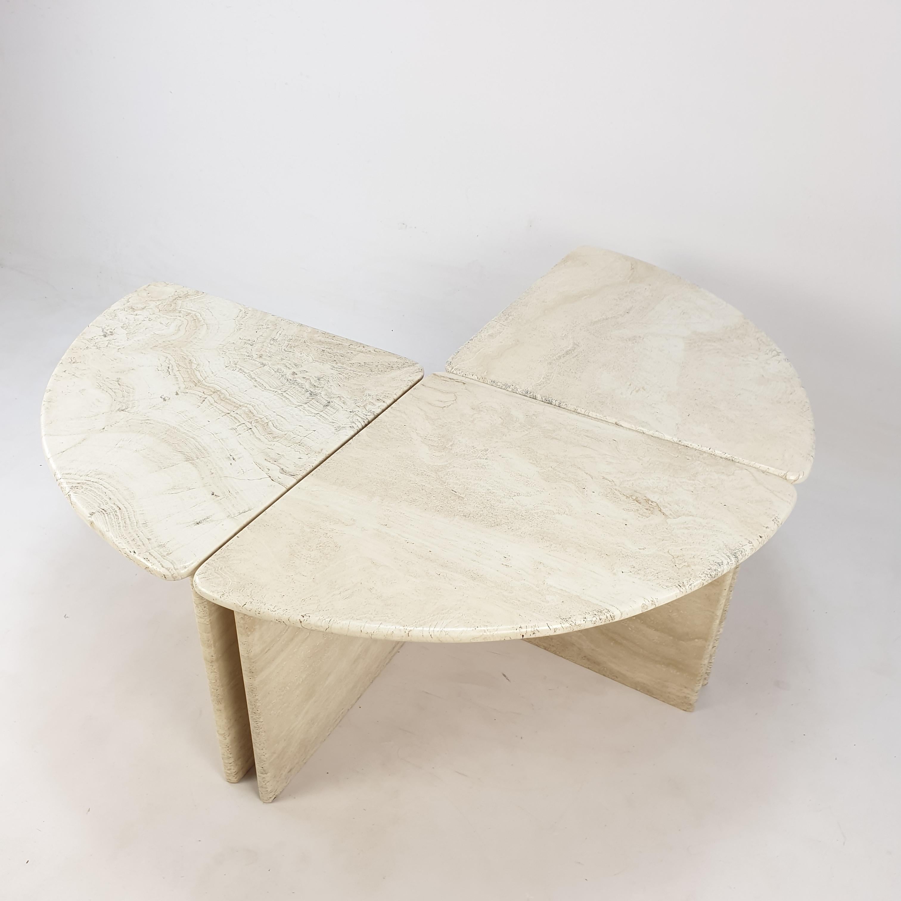 Mid-Century Italian Travertine Coffee Table Section 1, 1980s 8