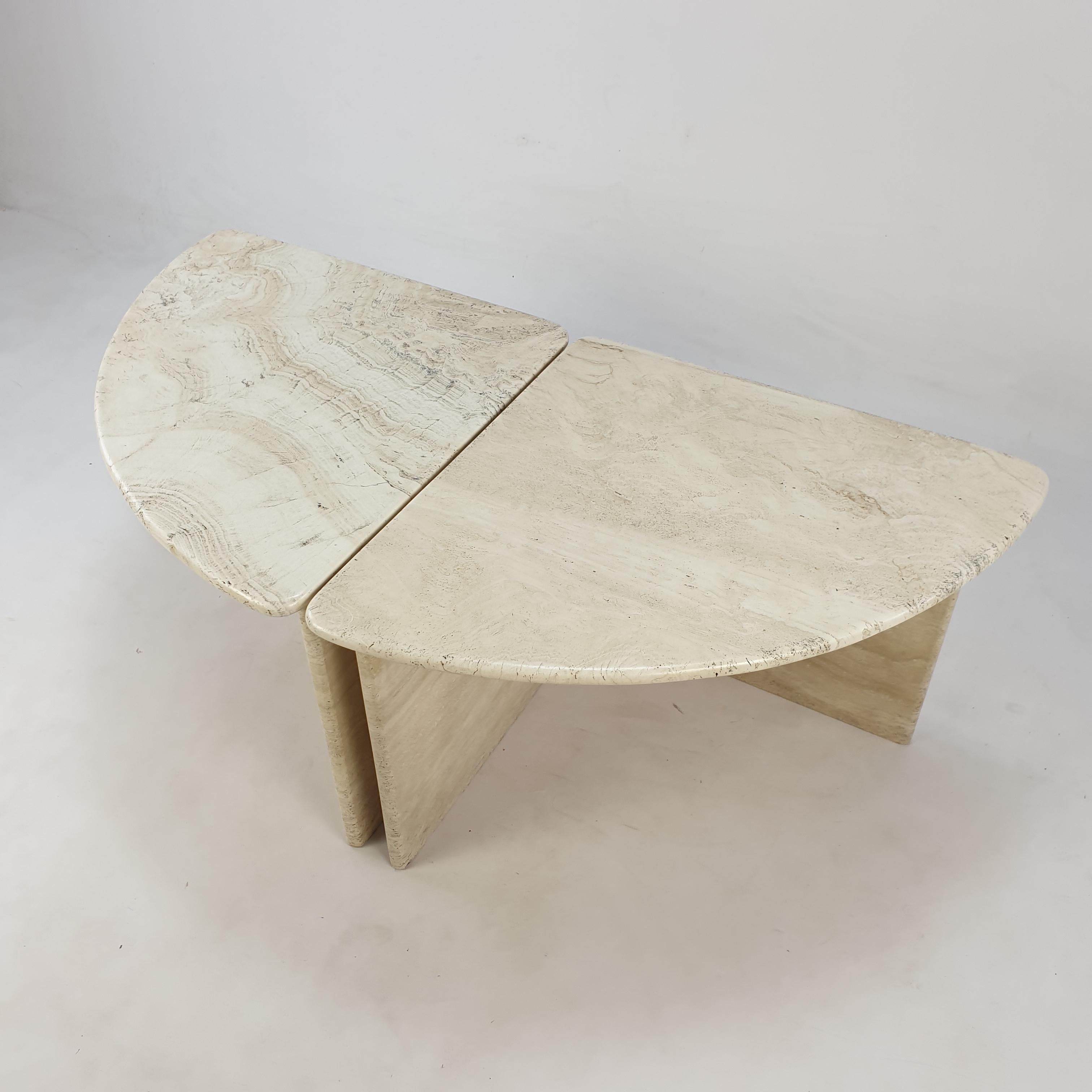 Mid-Century Italian Travertine Coffee Table Section 1, 1980s 9