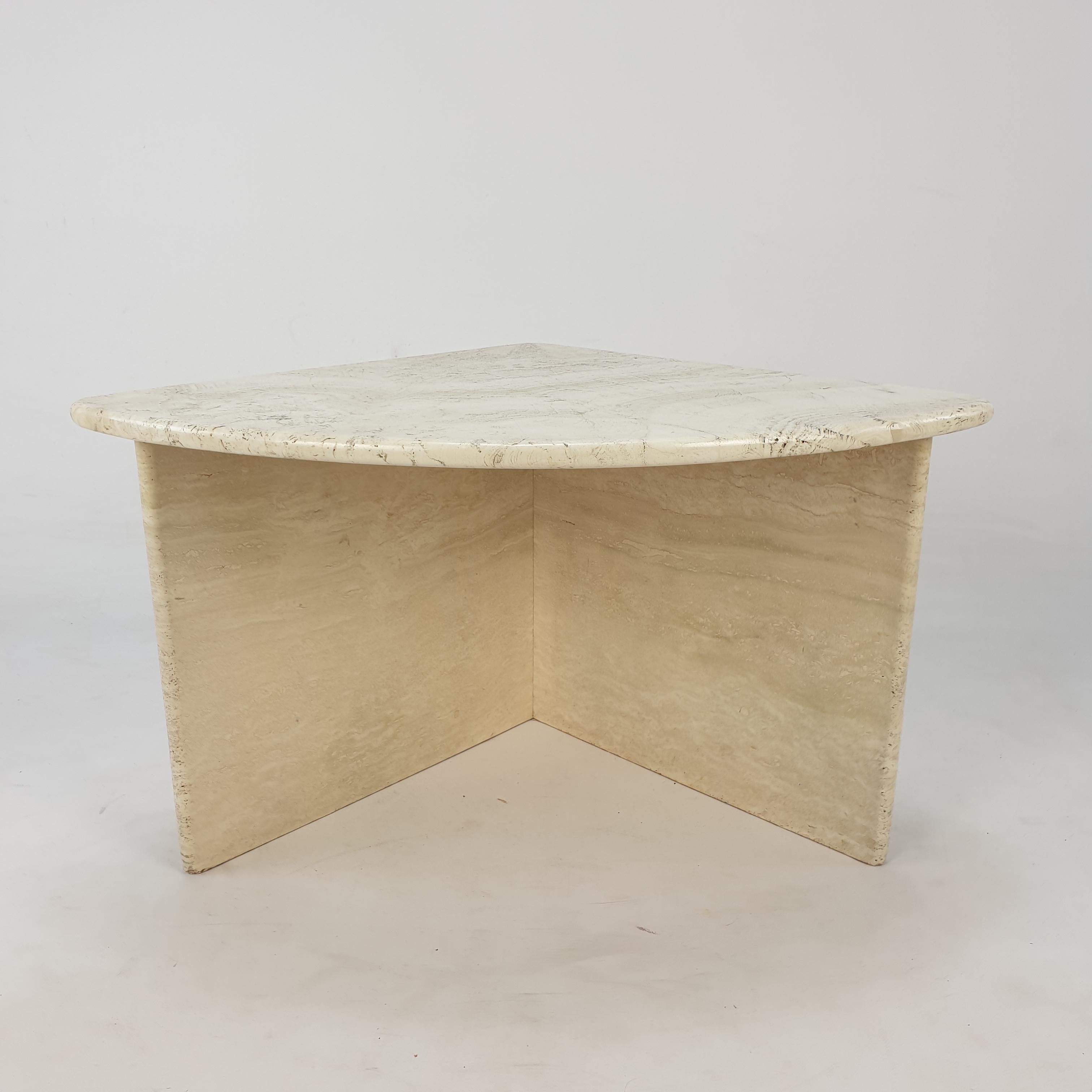 Hand-Crafted Mid-Century Italian Travertine Coffee Table Section 1, 1980s