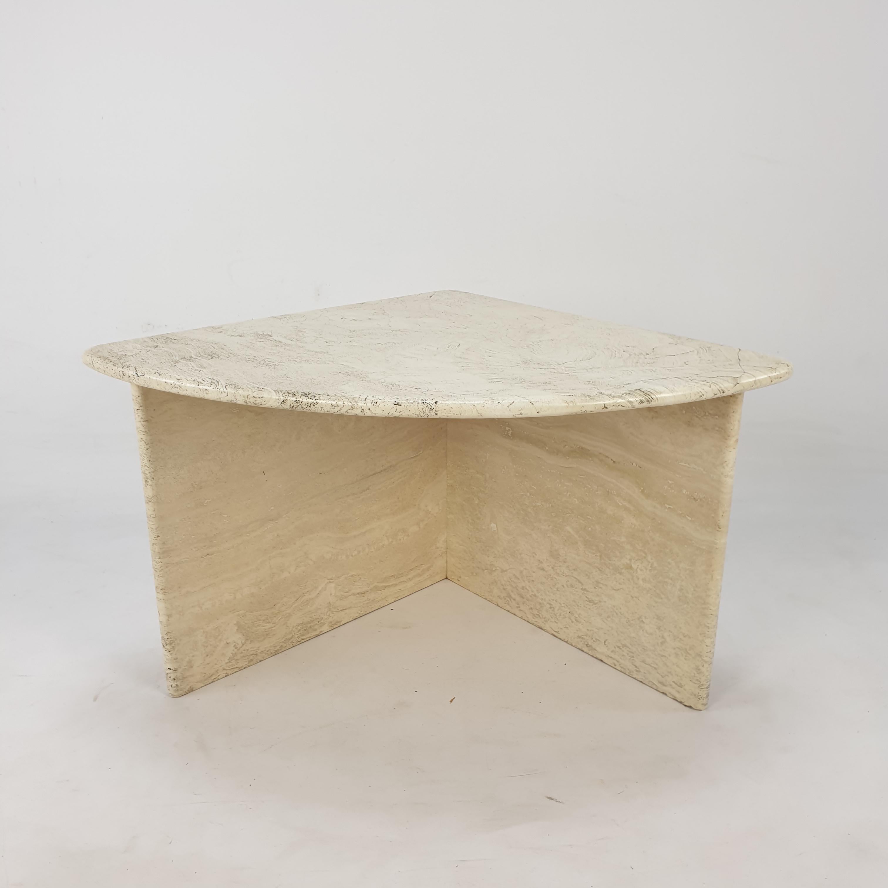 Hand-Crafted Mid-Century Italian Travertine Coffee Table Section 4, 1980s
