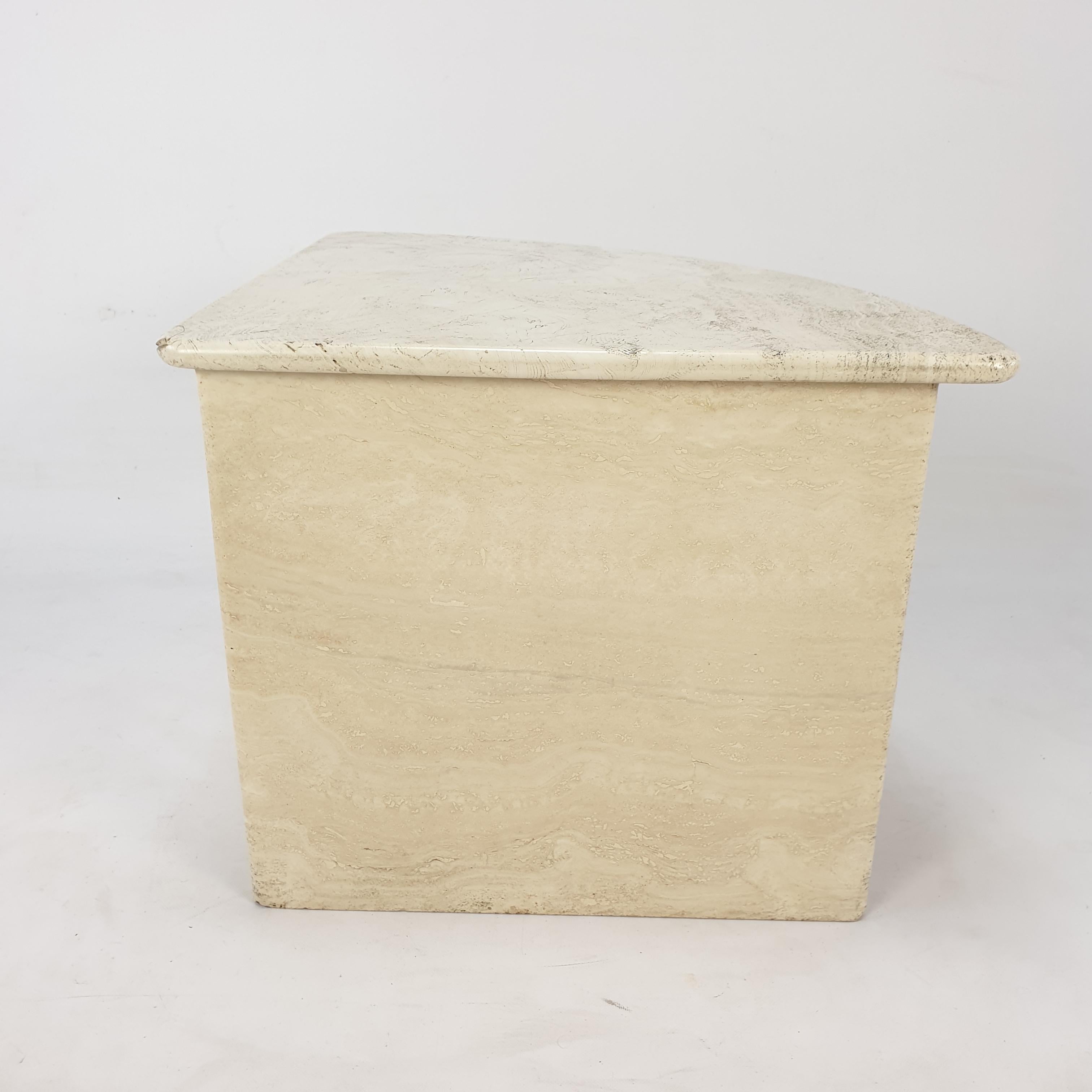 Mid-Century Italian Travertine Coffee Table Section 4, 1980s 1