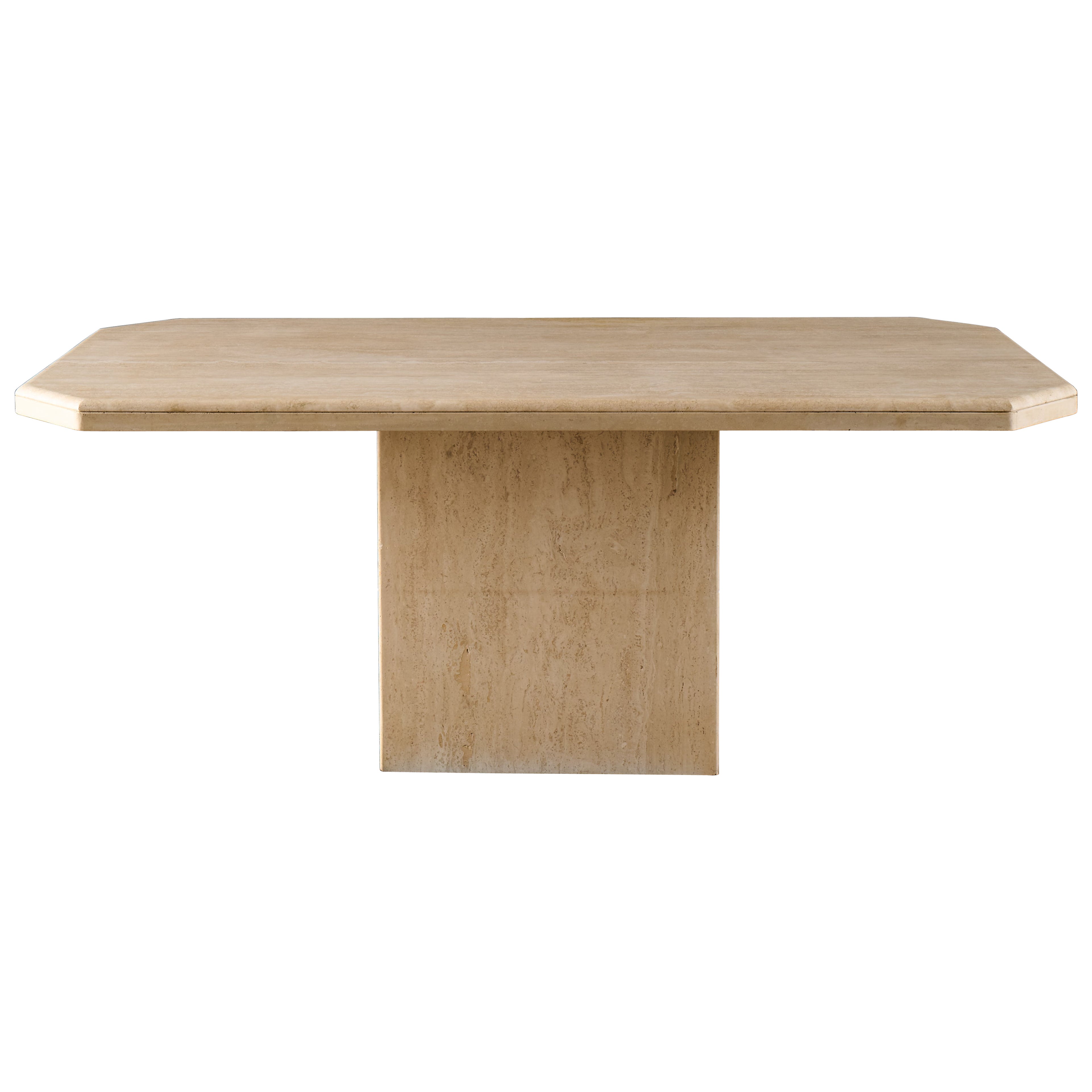 Mesa de comedor italiana de travertino de mediados de siglo en venta