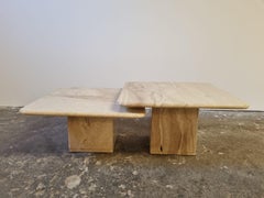 Mid Century Italian Travertine Marble Tables 1970s