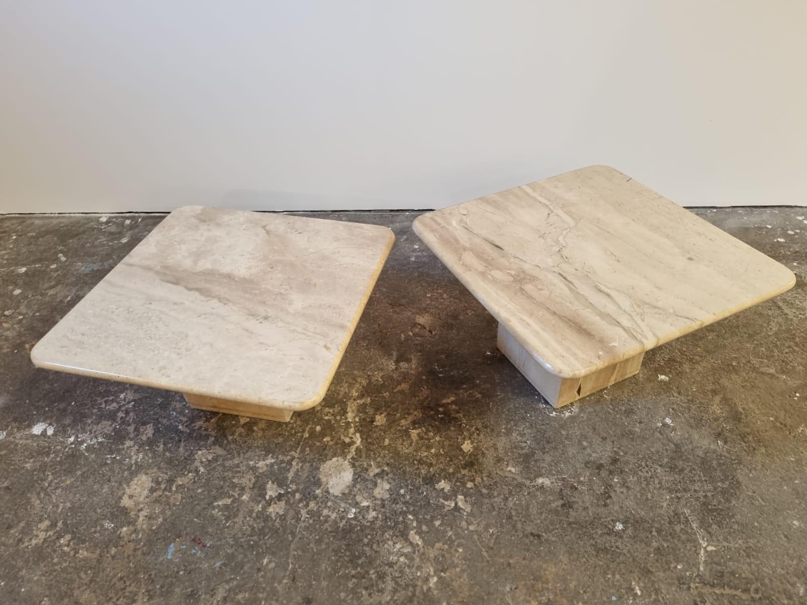 Mid Century Italian Travertine Marble Tables 1970s For Sale 1