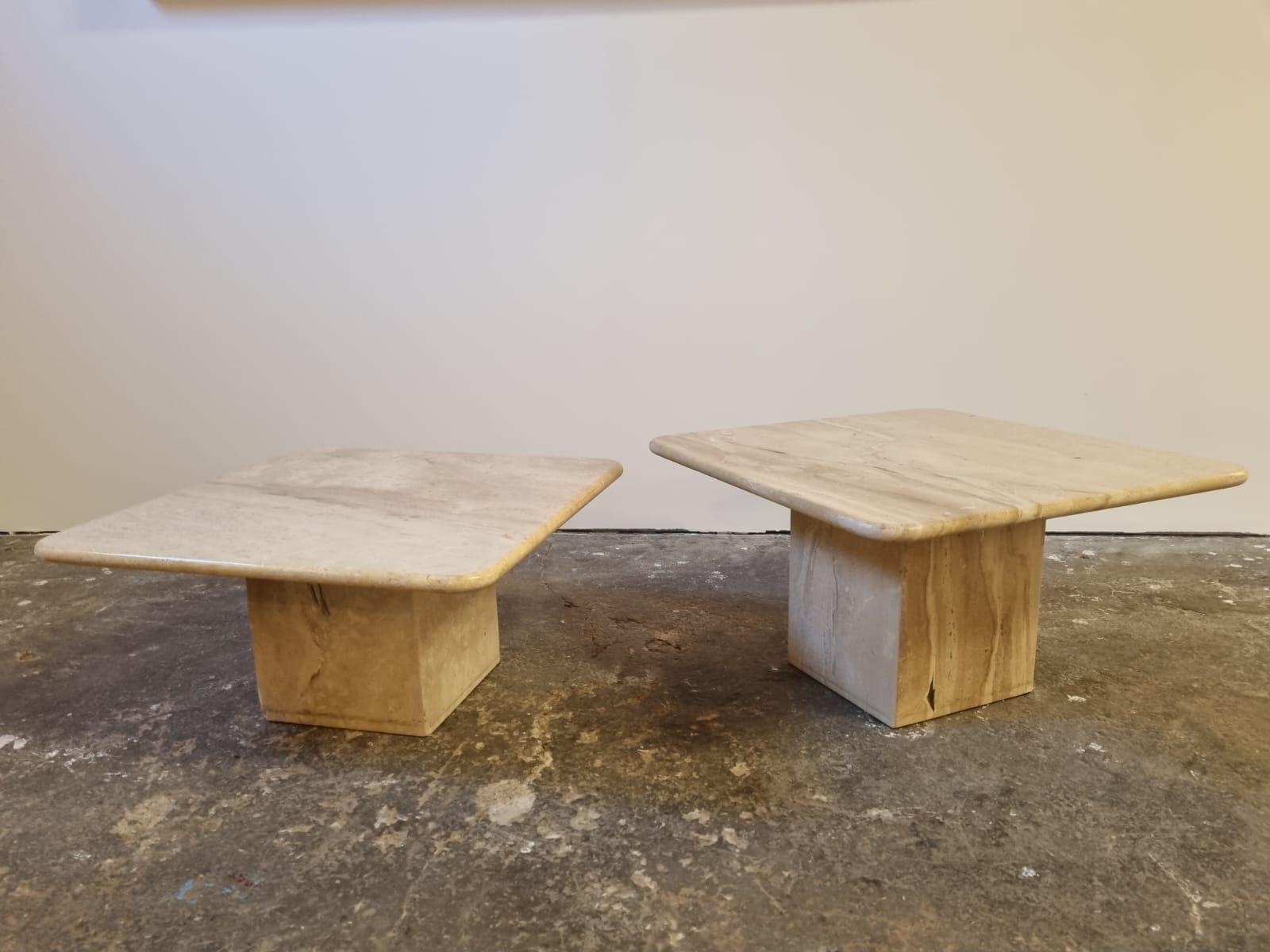 Mid Century Italian Travertine Marble Tables 1970s For Sale 2