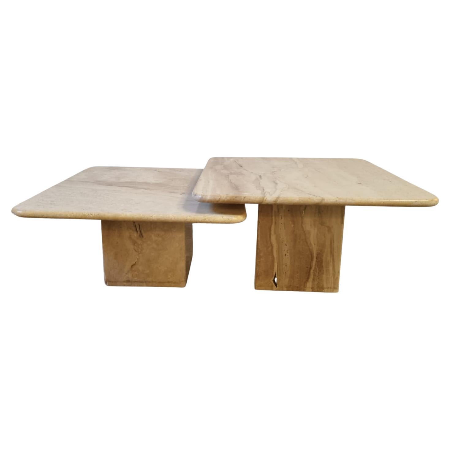 Mid Century Italian Travertine Marble Tables 1970s For Sale