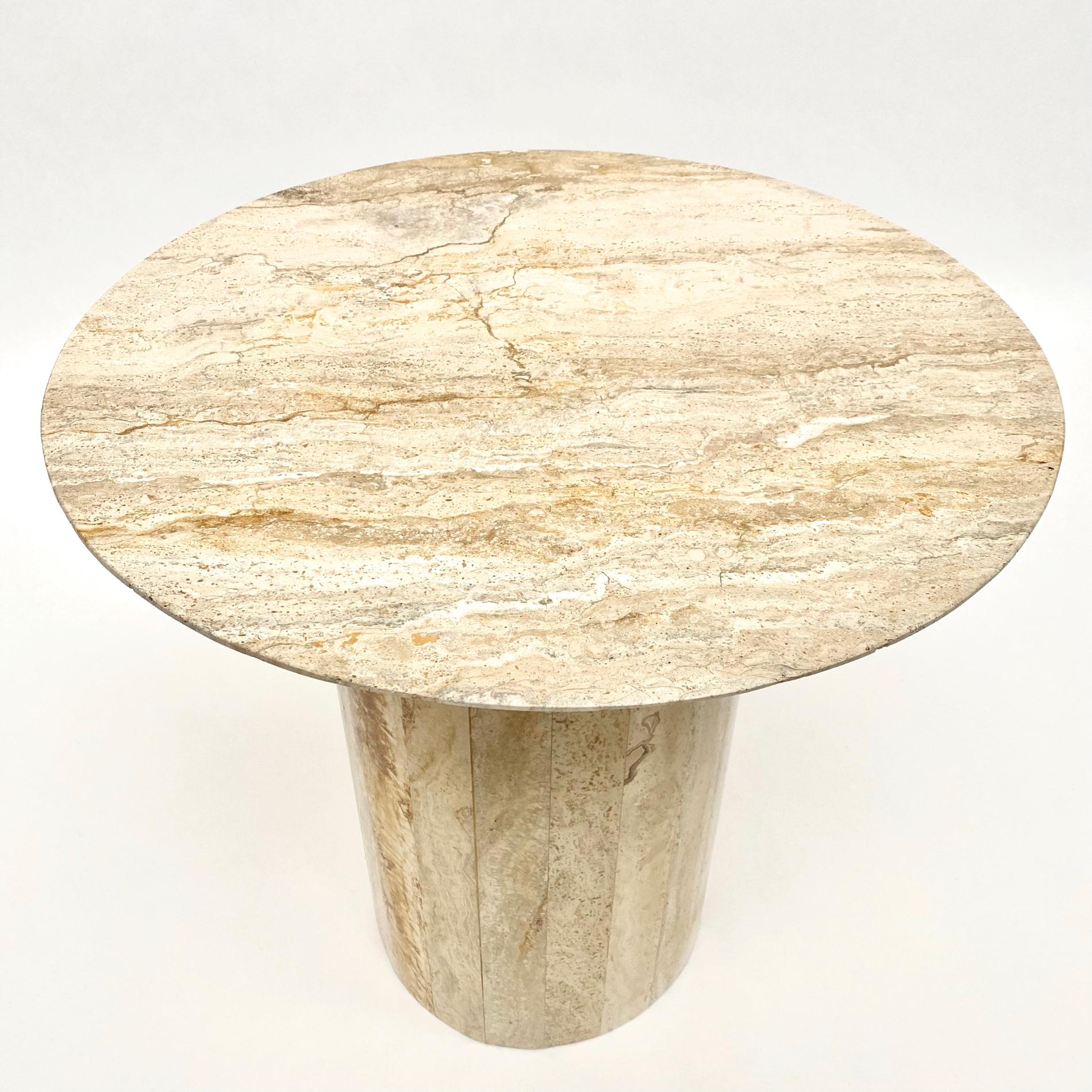 Late 20th Century Mid-Century Italian Travertine Side/Center Table, 1970s For Sale