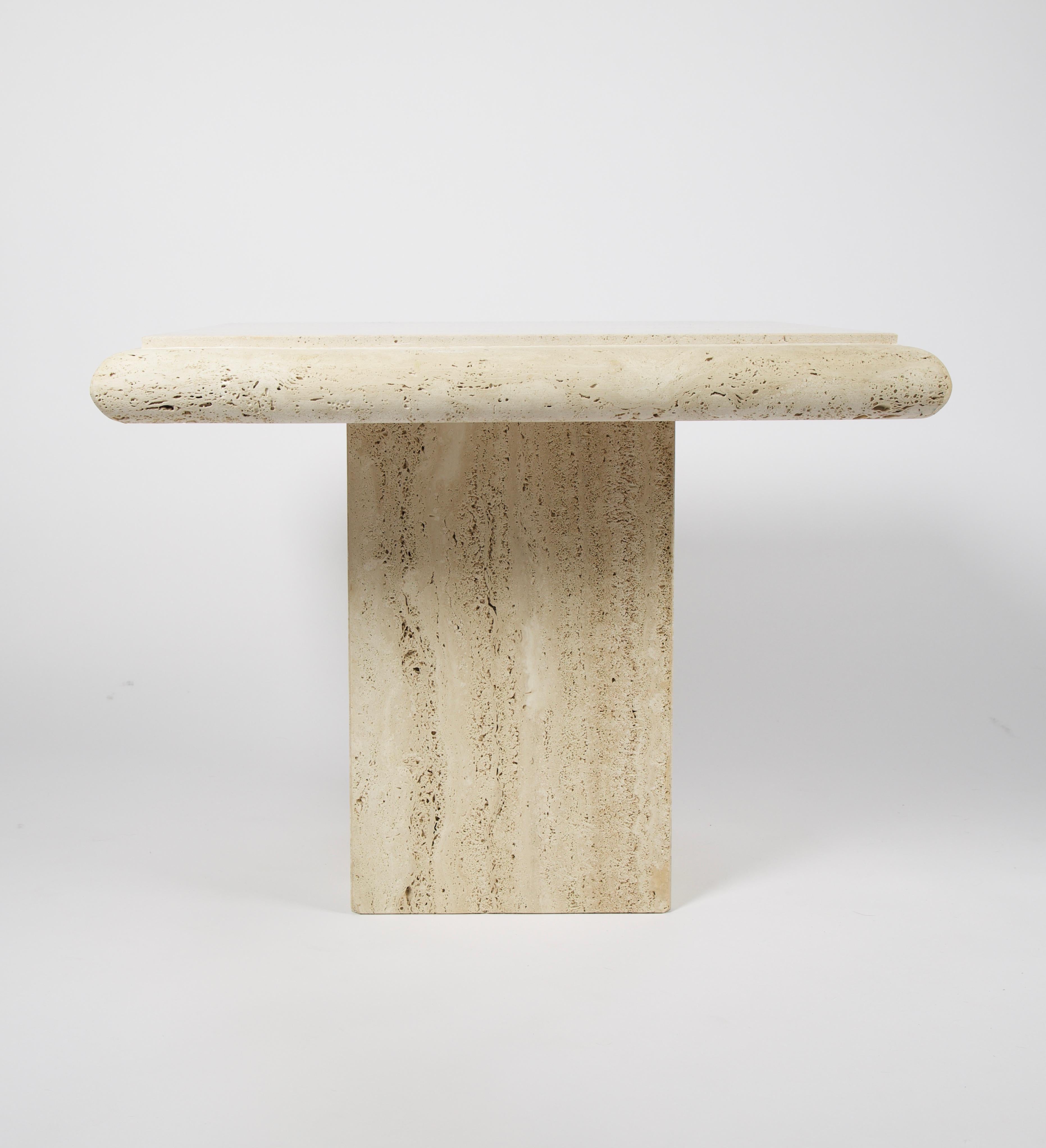 Late 20th Century Midcentury Italian Travertine Side Table by Stone International, Signed