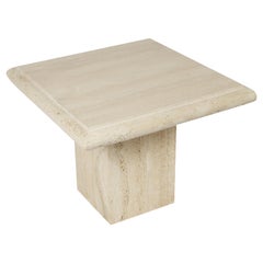 Midcentury Italian Travertine Side Table by Stone International, Signed