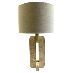Lampada da tavolo italiana in travertino degli anni '50, con motivo a puzzle, 67 cm