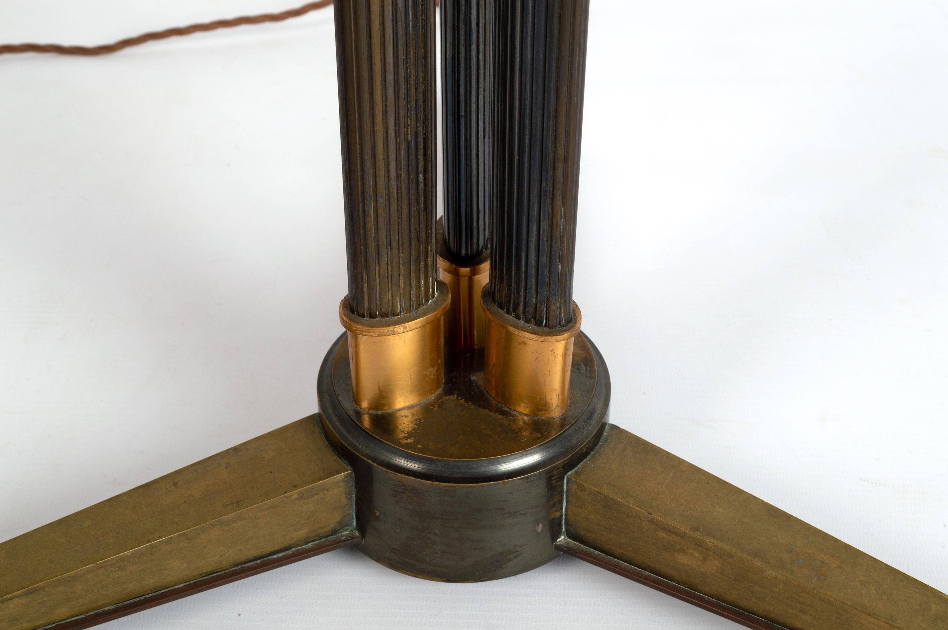 Metal Mid Century Italian Triform Brass Column Floor Lamp Italy, C.1950 For Sale