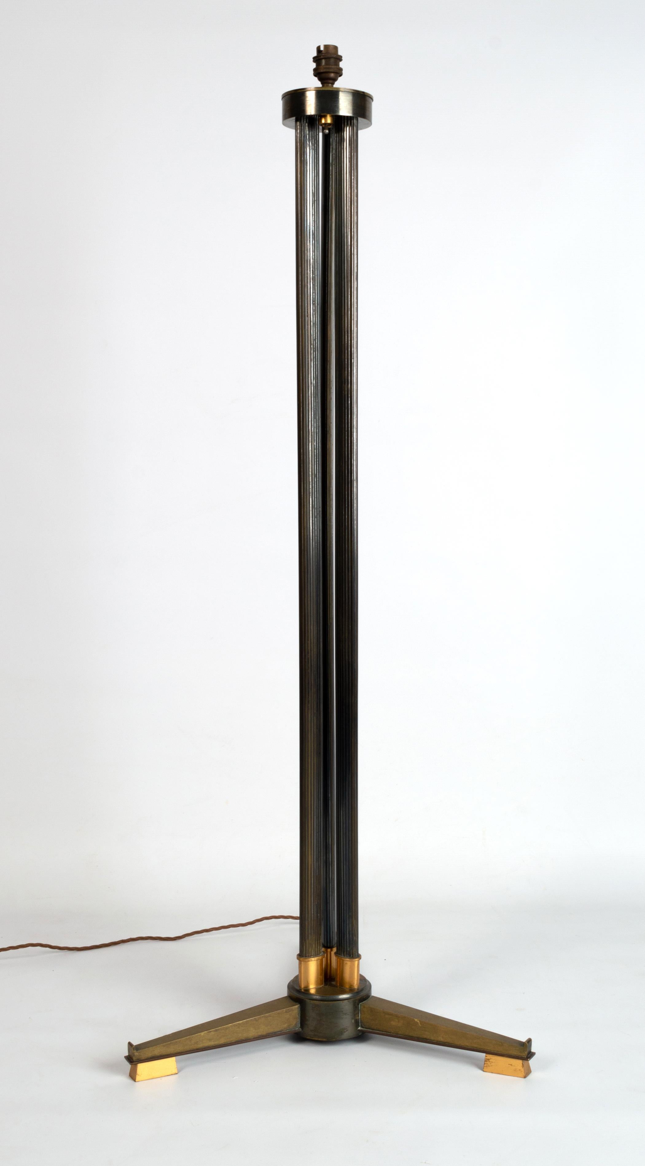 Mid Century Italian Triform Brass Column Floor Lamp Italy, C.1950 For Sale 1