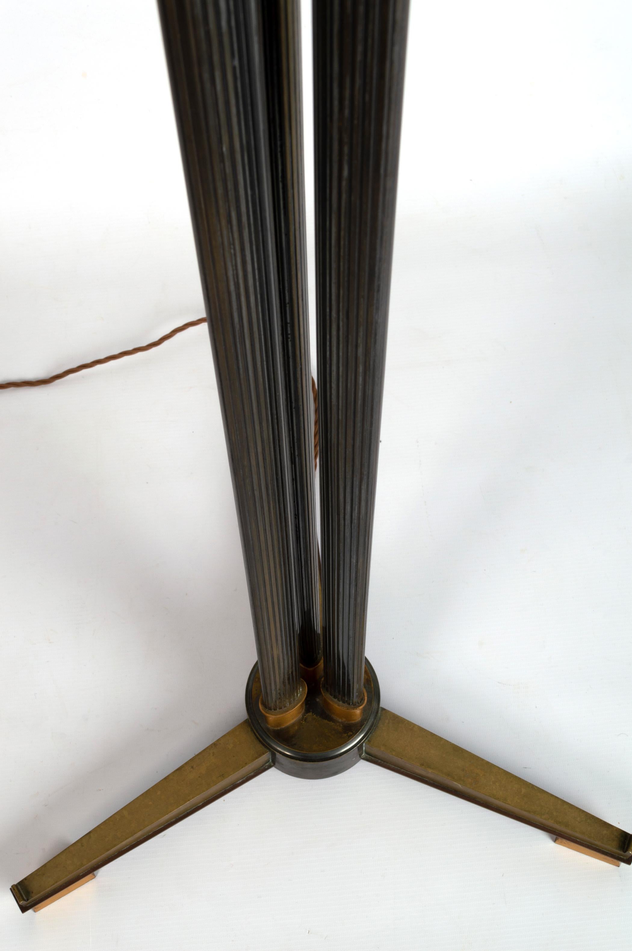 Mid Century Italian Triform Brass Column Floor Lamp Italy, C.1950 For Sale 2