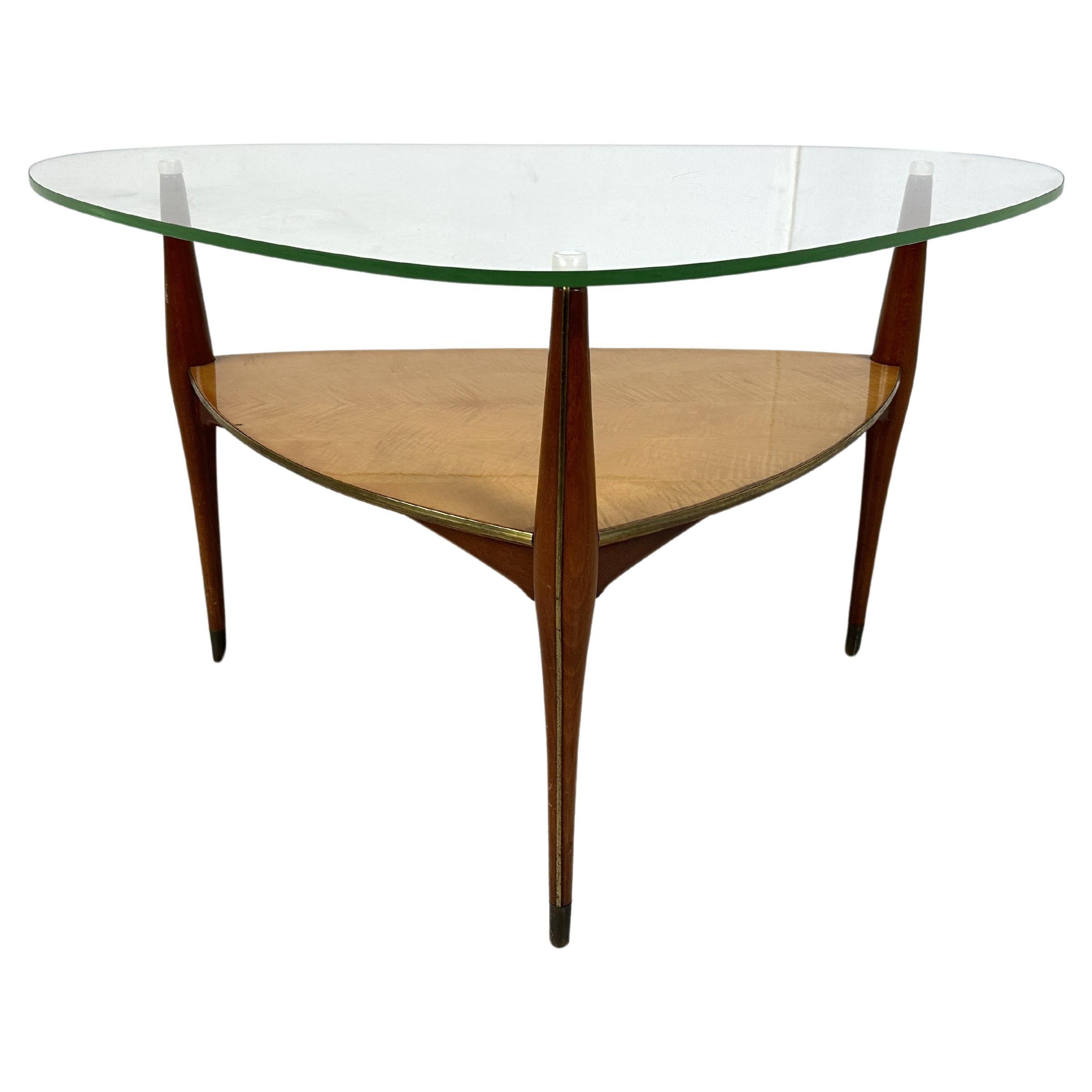 Mid century italian tripod coffee table, 1950s For Sale