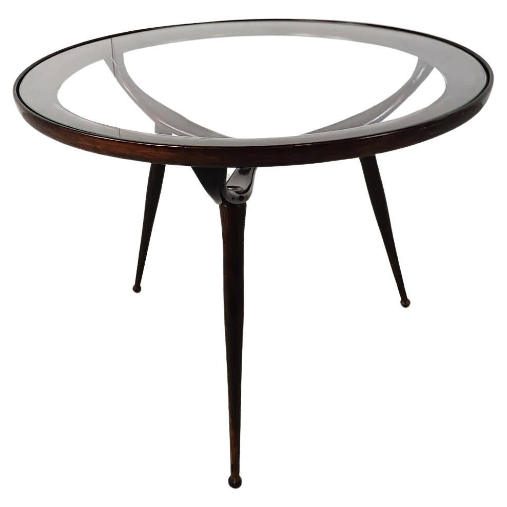 Mid century italian tripod coffee table by Cesare Lacca, 1950s For Sale