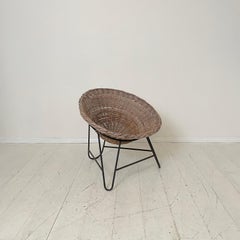 Mid Century Italian Tripod Lounge Basket Chair Style of Roberto Mango, 1950s