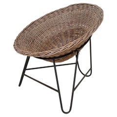 Mid Century Italian Tripod Lounge Basket Chair Style of Roberto Mango, 1950s