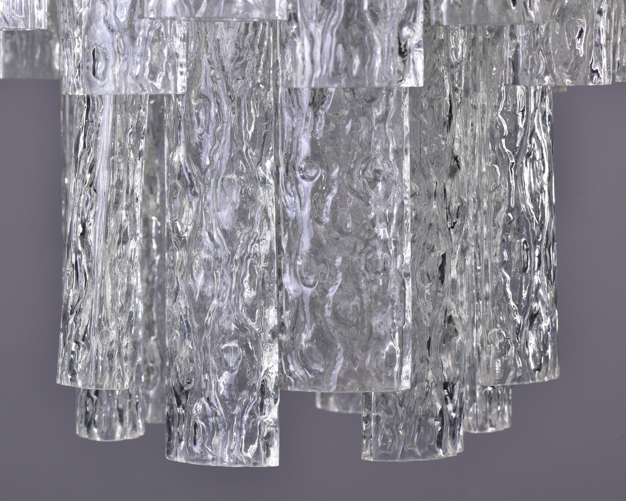 20th Century Mid Century Italian Tronchi Glass Chandelier For Sale