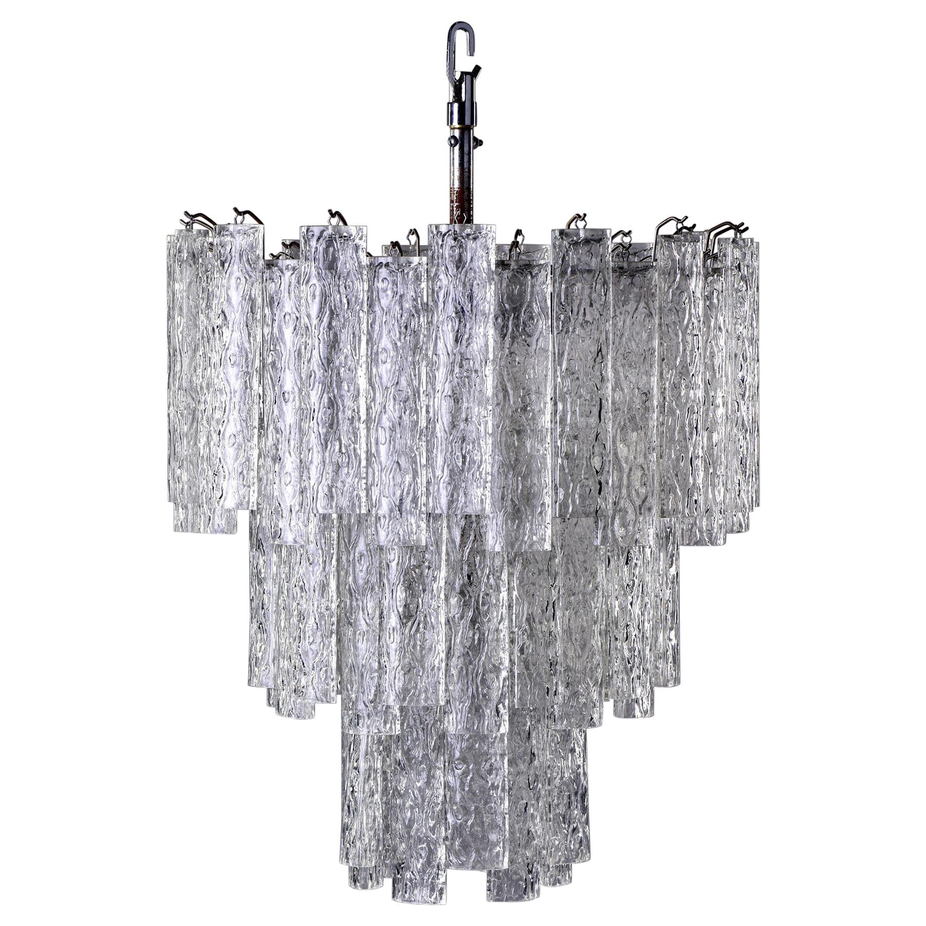 Mid Century Italian Tronchi Glass Chandelier For Sale