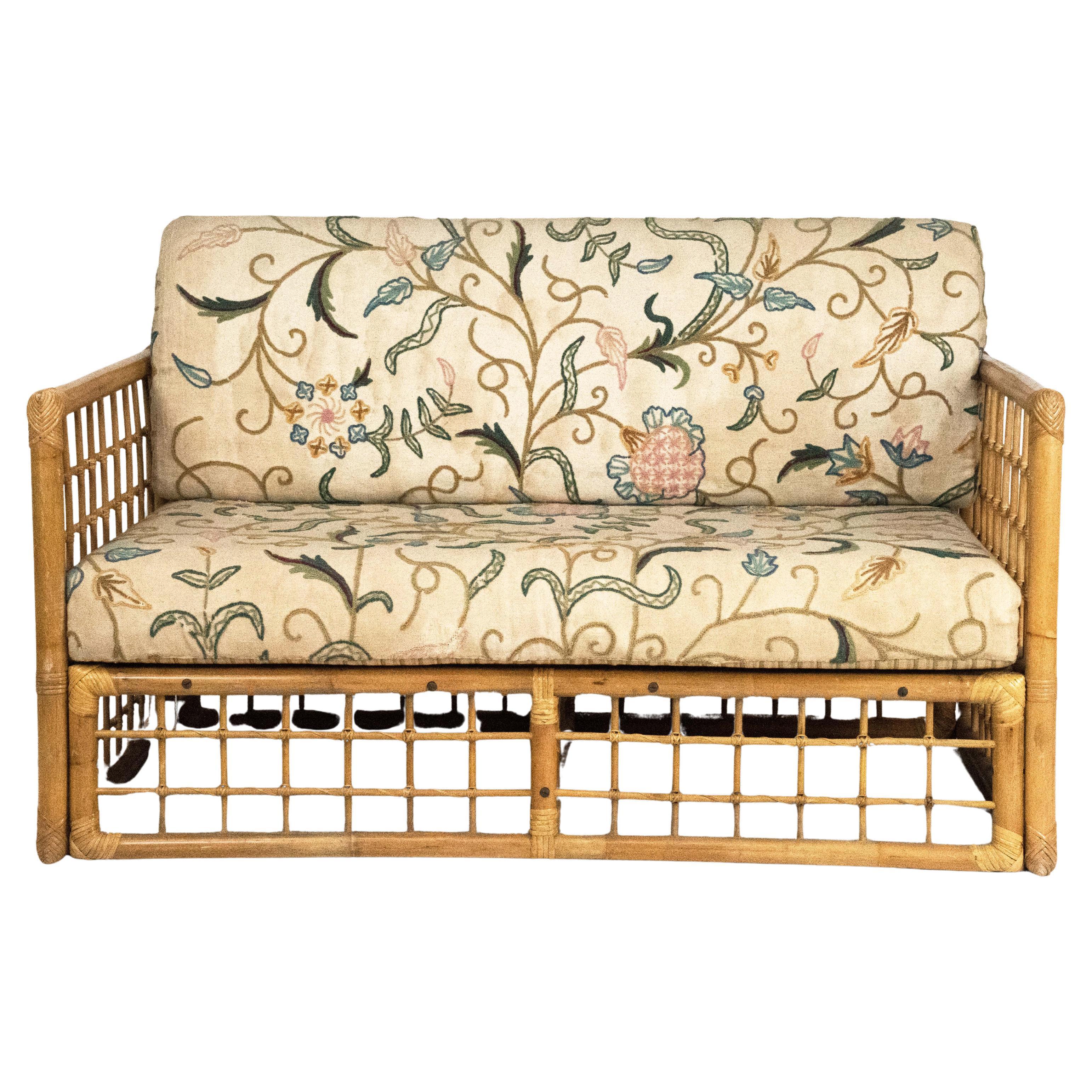 Mid-Century Italian Tropical Chic Loveseat by Vivai del Sud, Rattan & Bamboo, 19