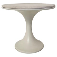 Mid-Century Italian Tulip Side Table in White Plastic and White Leather, 1972