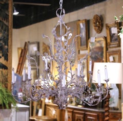 Mid-Century Italian Twelve-Light Chandelier with Crystal Flowers