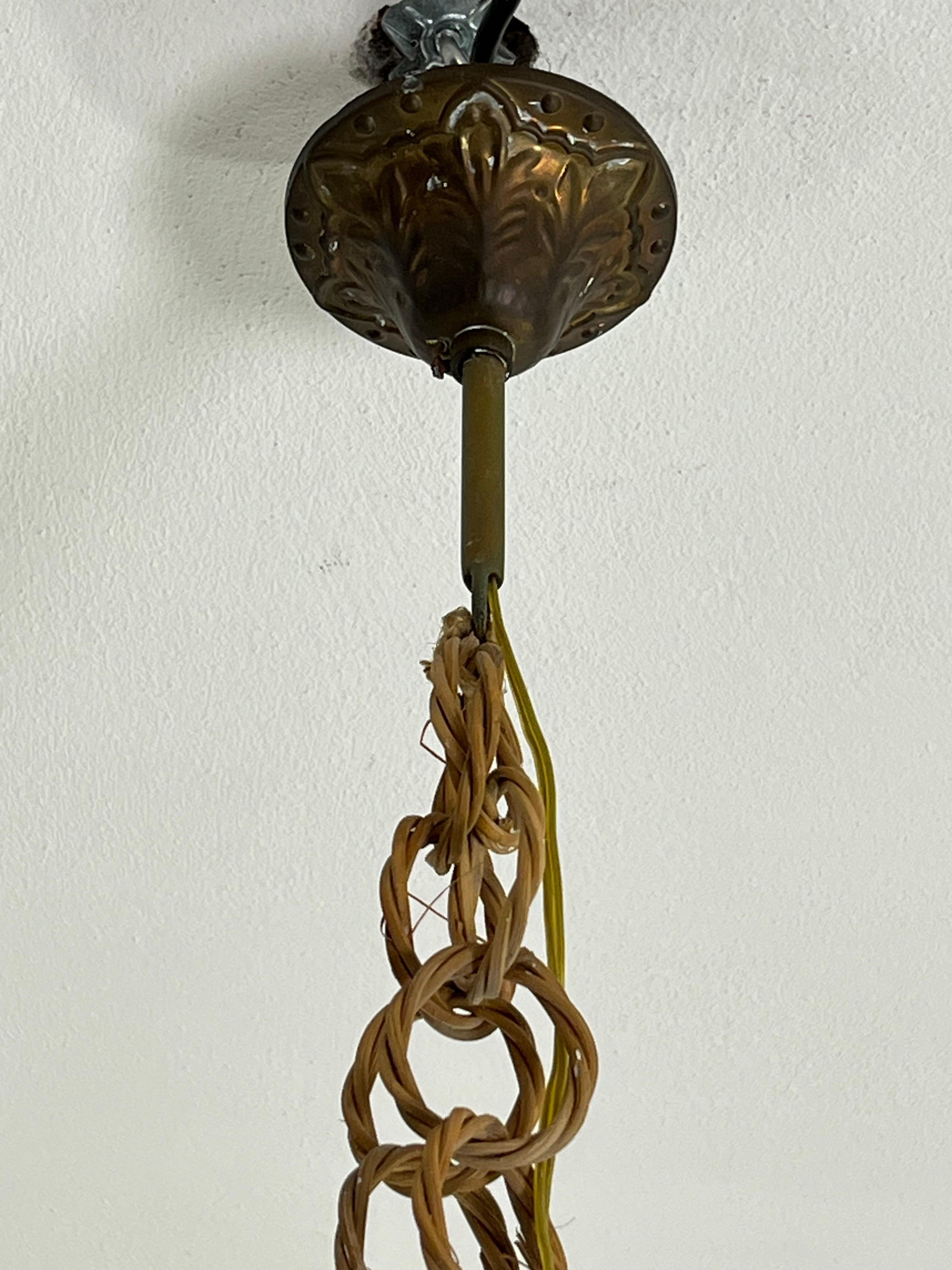 Italienischer Garn- und Rattan-Kronleuchter aus der Jahrhundertmitte, 1960er Jahre im Angebot 6