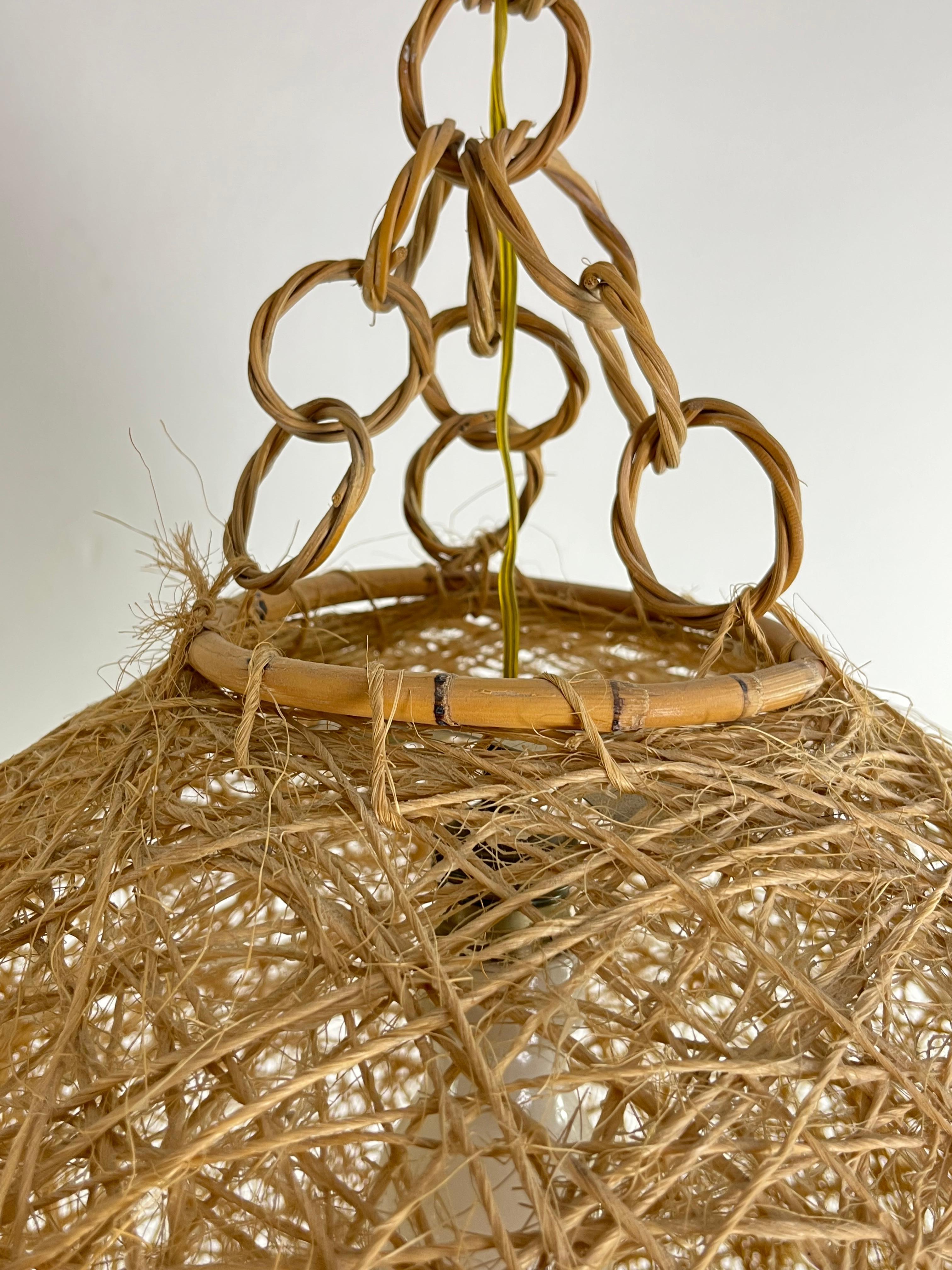 Italienischer Garn- und Rattan-Kronleuchter aus der Jahrhundertmitte, 1960er Jahre im Angebot 1
