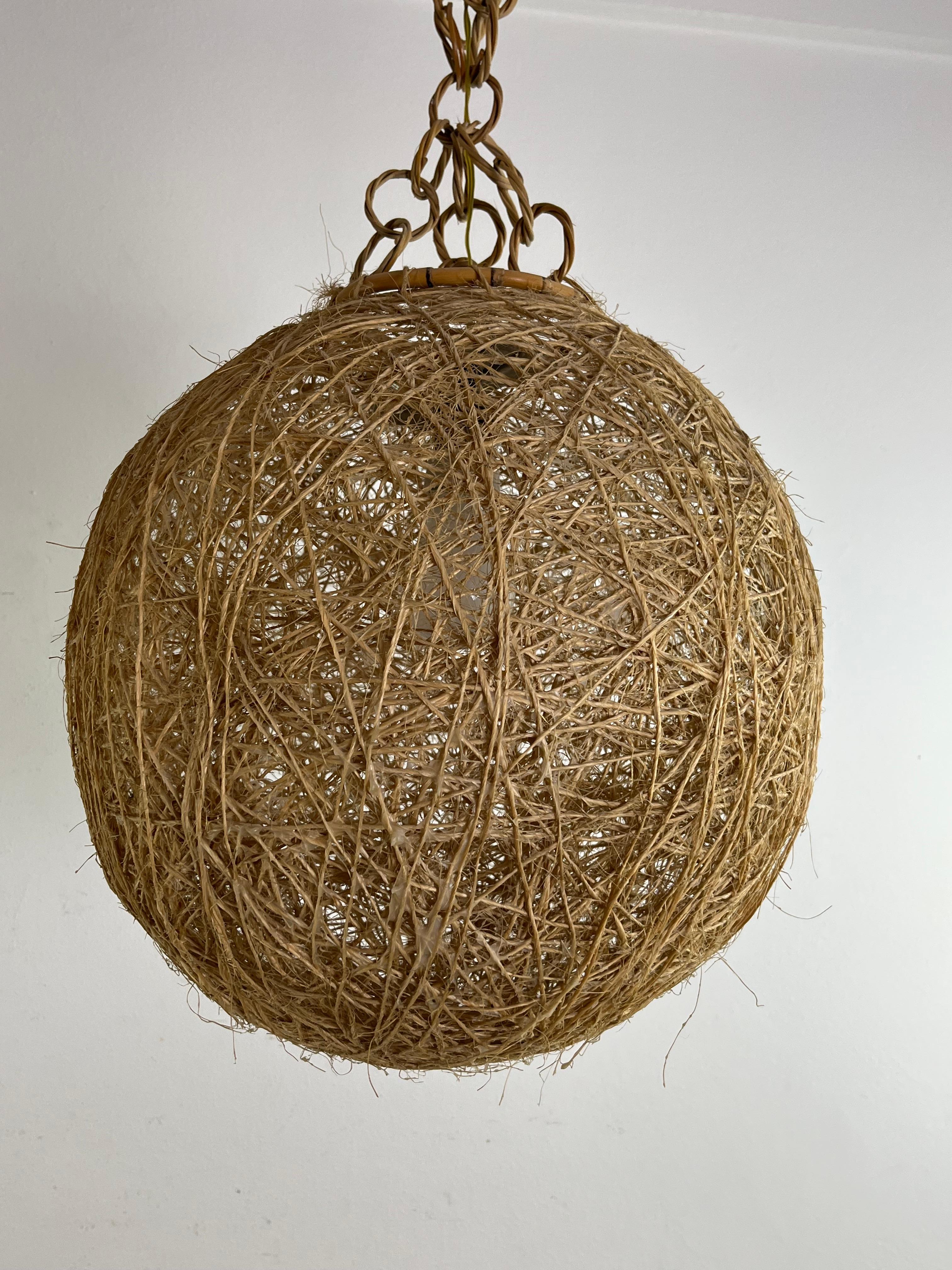 Italienischer Garn- und Rattan-Kronleuchter aus der Jahrhundertmitte, 1960er Jahre im Angebot 5