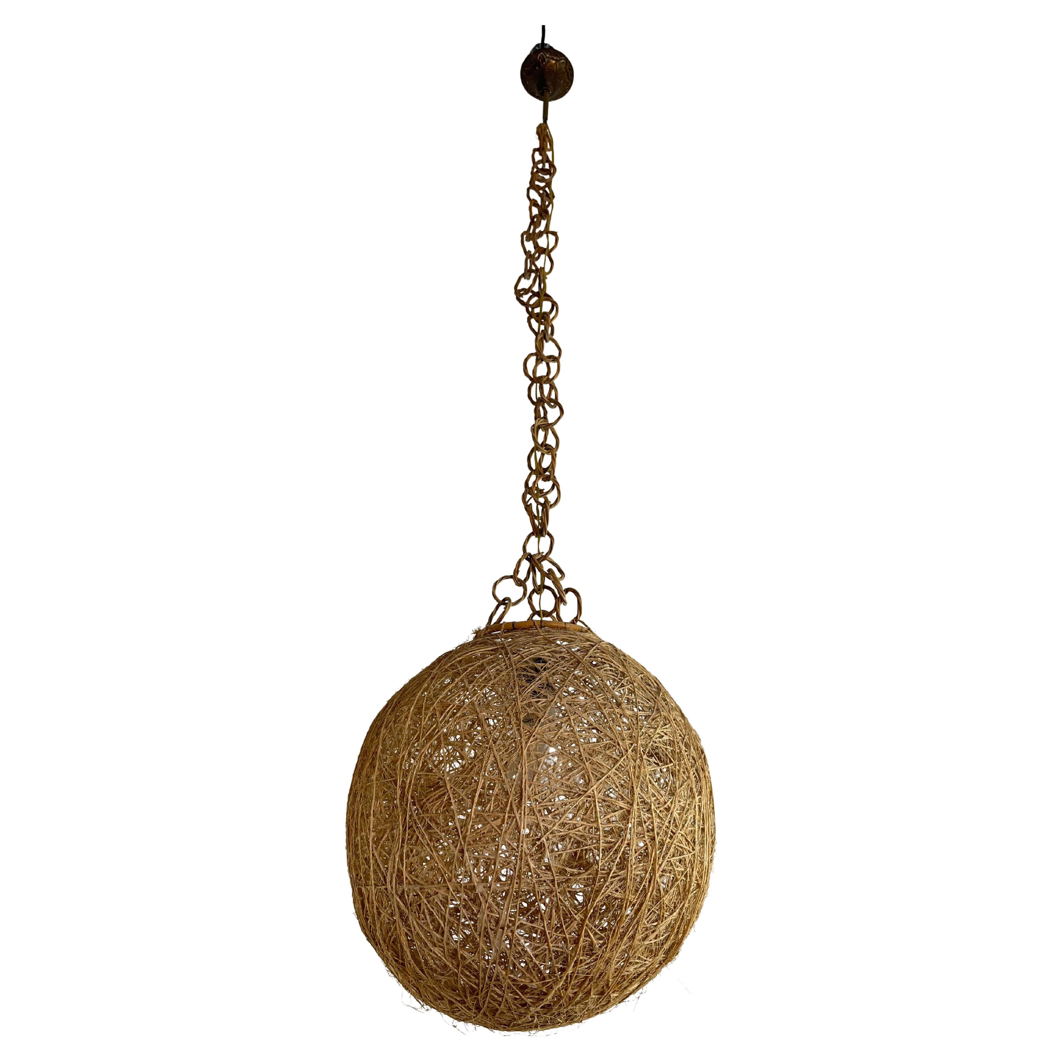 Italienischer Garn- und Rattan-Kronleuchter aus der Jahrhundertmitte, 1960er Jahre
