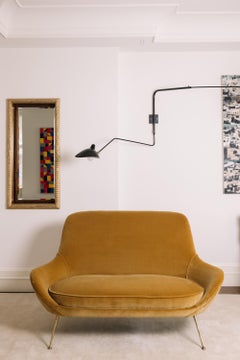 Mid-Century Italian Two-Seater Sofa, Restored in Pierre Frey Velvet