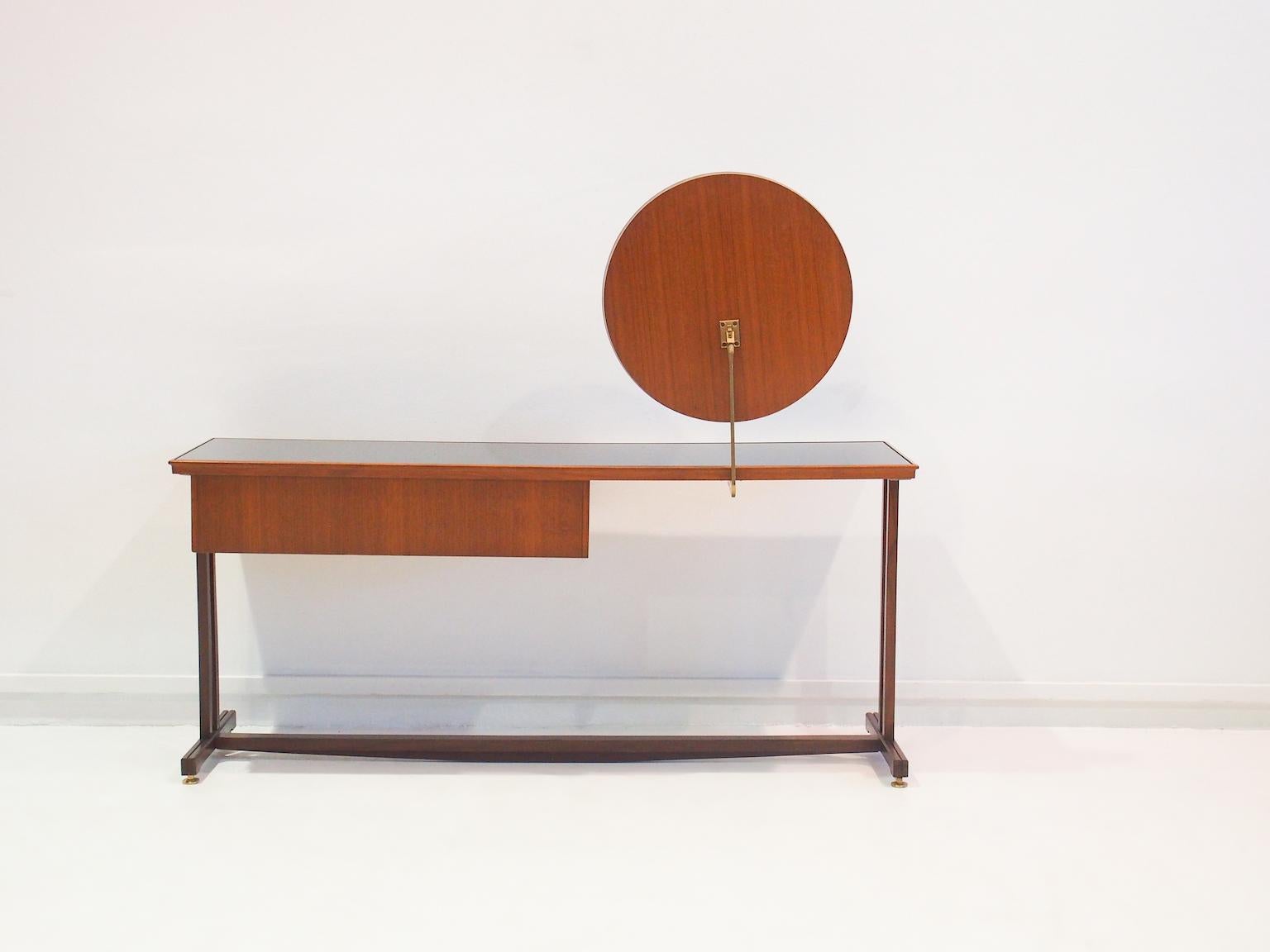 Midcentury Italian Vanity Table with Round Mirror 13