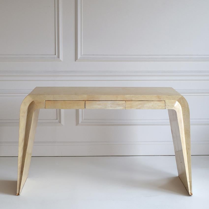 Goatskin Mid-Century Italian Vellum Console