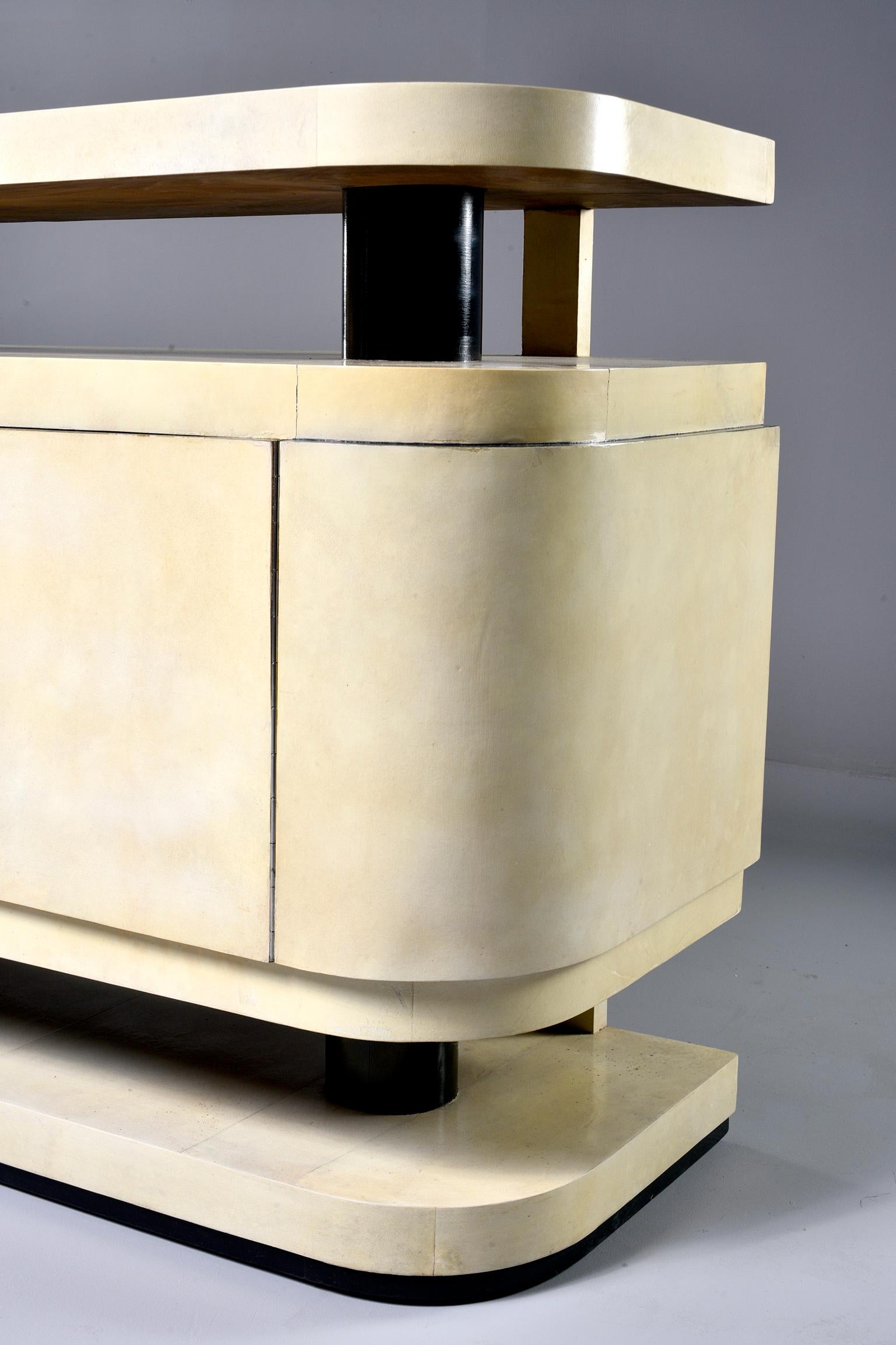 Midcentury Italian Vellum Covered Sideboard or Cabinet 9